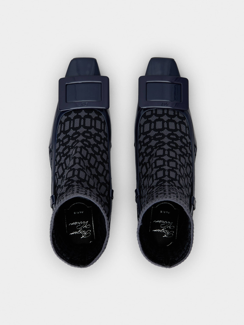 Belle Vivier Sock Lacquered Buckle Ankle Boots in Patent Leather 4