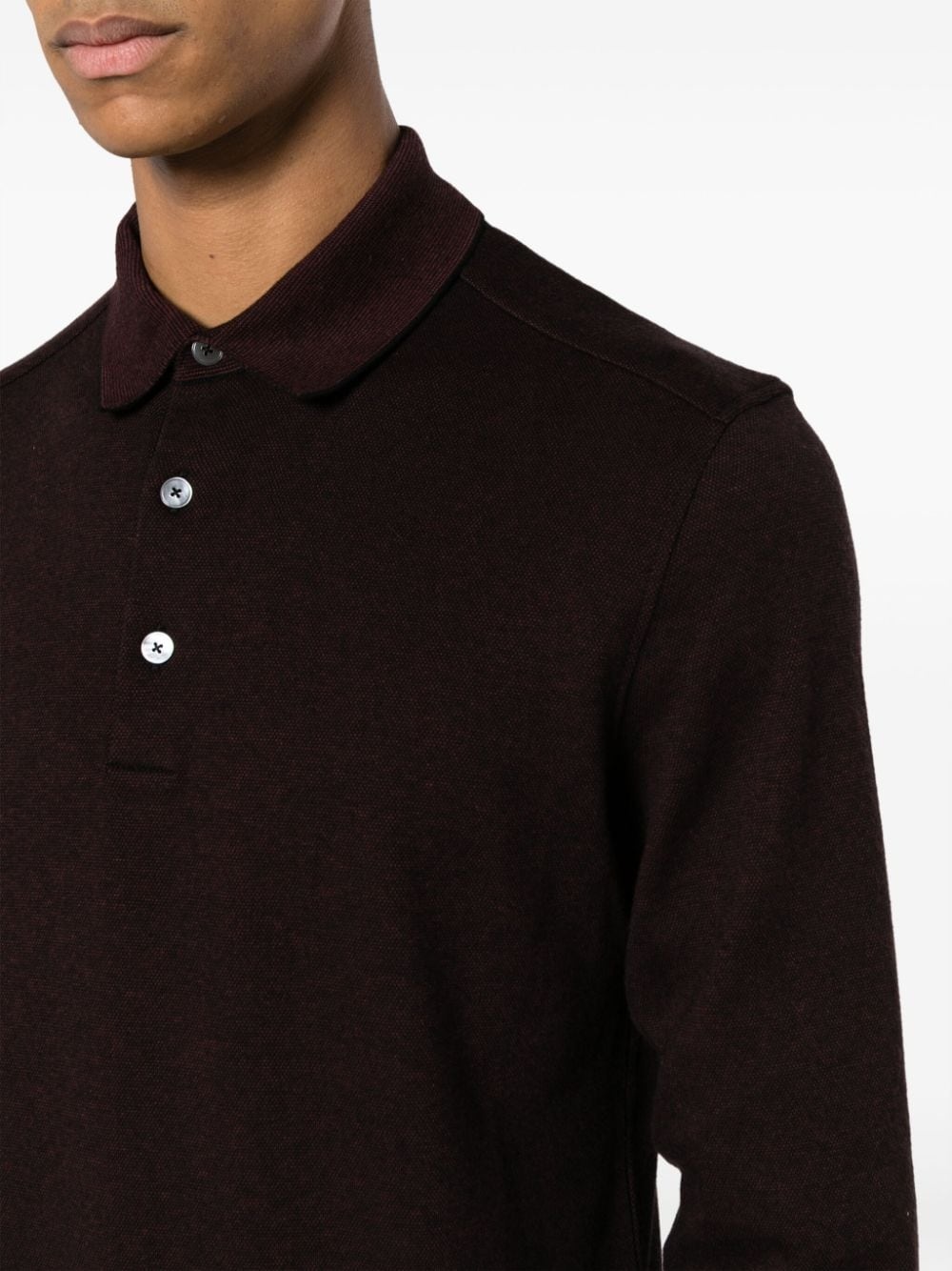 long-sleeve cotton polo shirt - 5