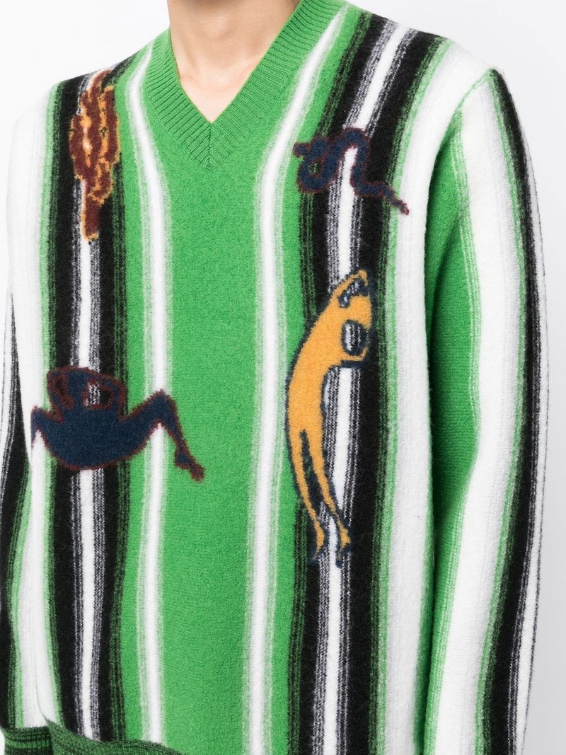 TOGA VIRILIS GRAPHIC-PRINT V-NECK JUMPER outlook