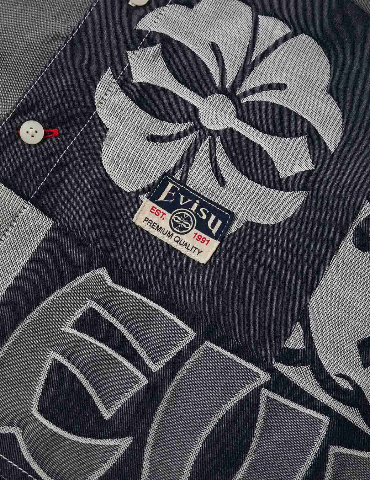 Allover Henohenomohe Godhead Jacquard Relax Fit Denim Shirt - 5