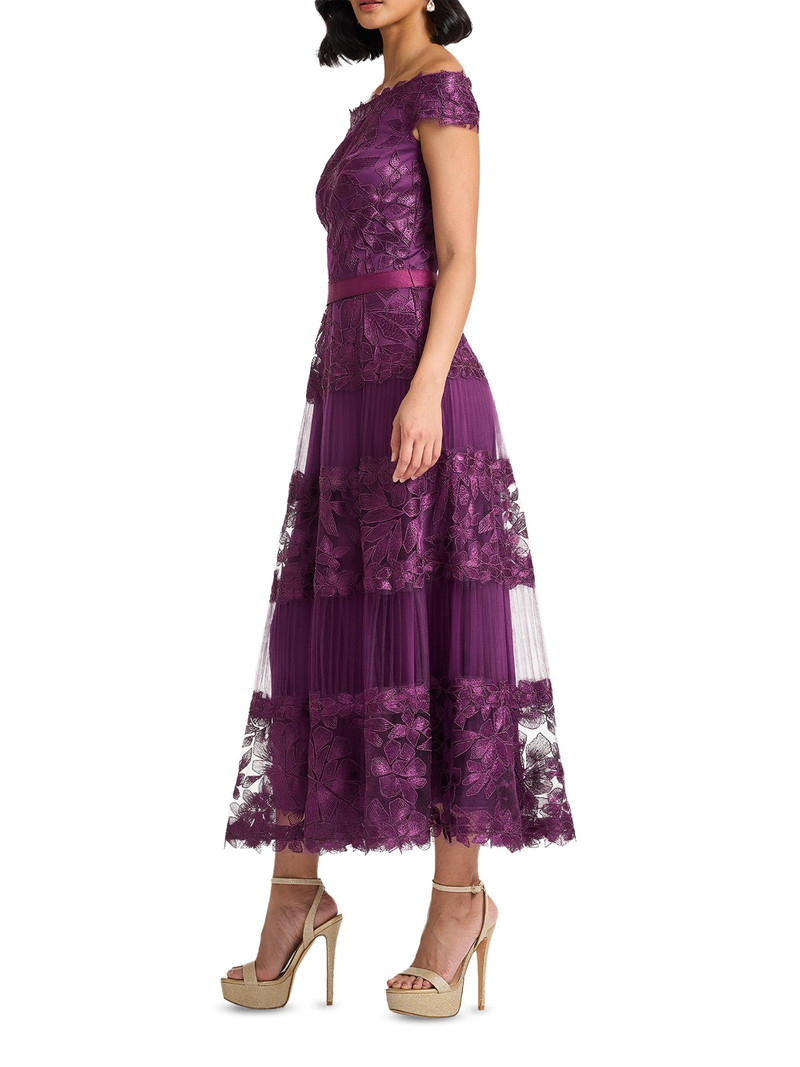 Women's Floral Embroidered Off-The-Shoulder A-Line Dress - Begonia 4