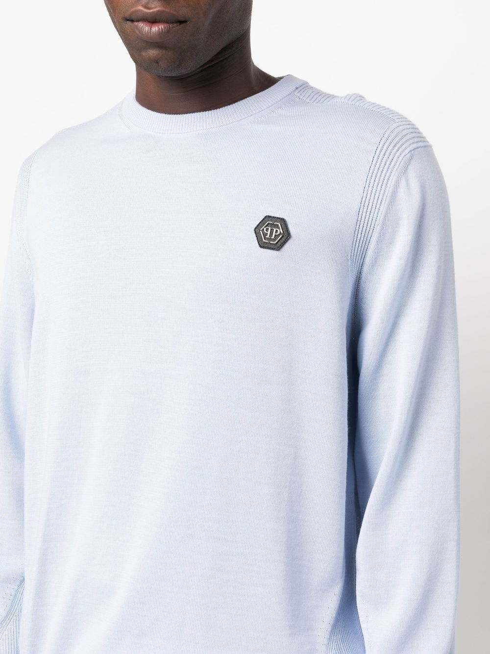 logo patch merino wool jumper - 5