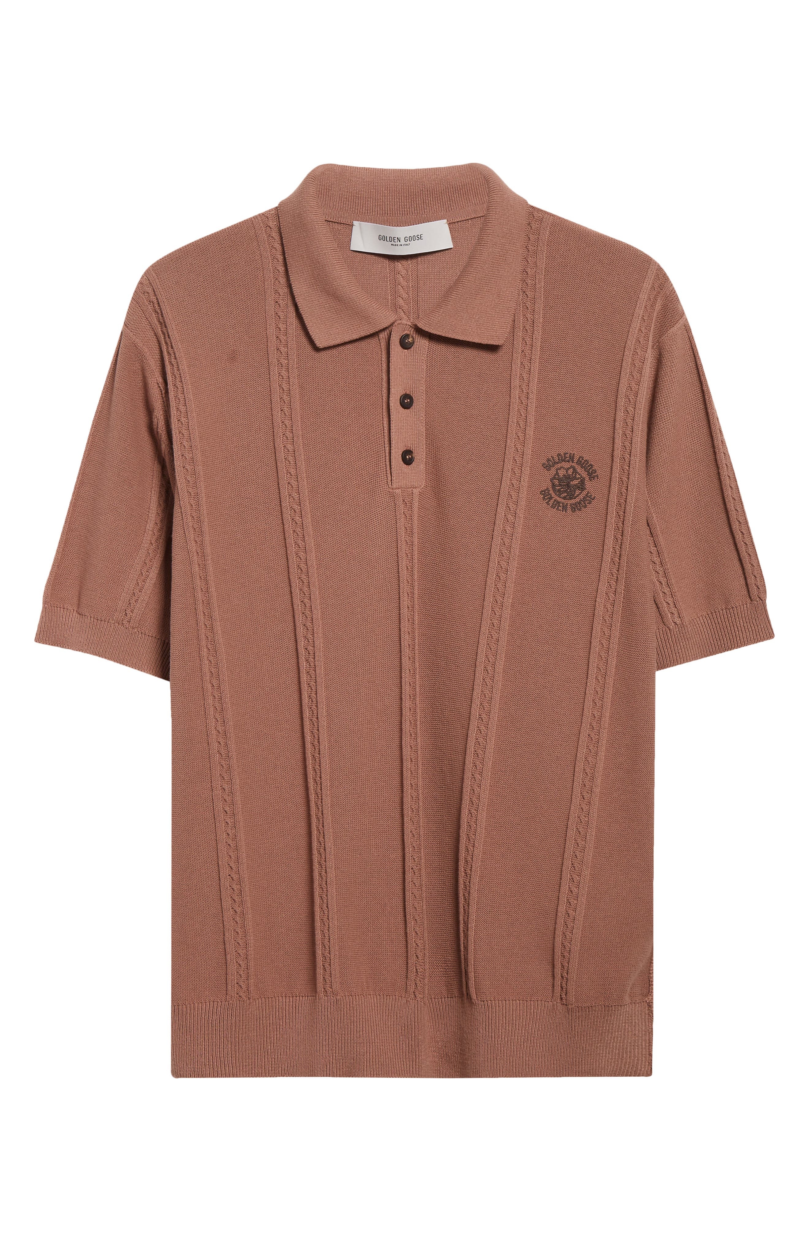 Golden Goose Journey Logo Embriodered Polo Sweater in Brownie at Nordstrom - 6