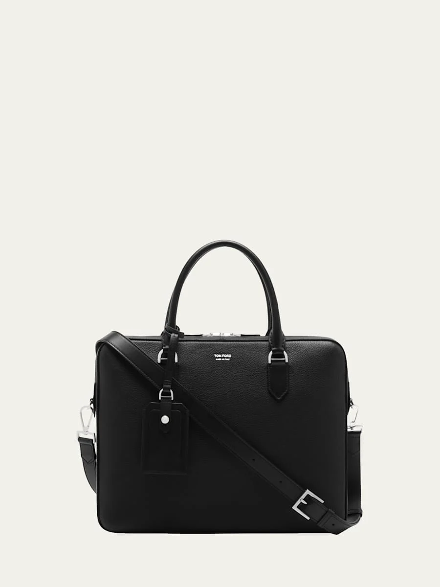 Men's Elliot Large Briefcase in Grained Leather - 1