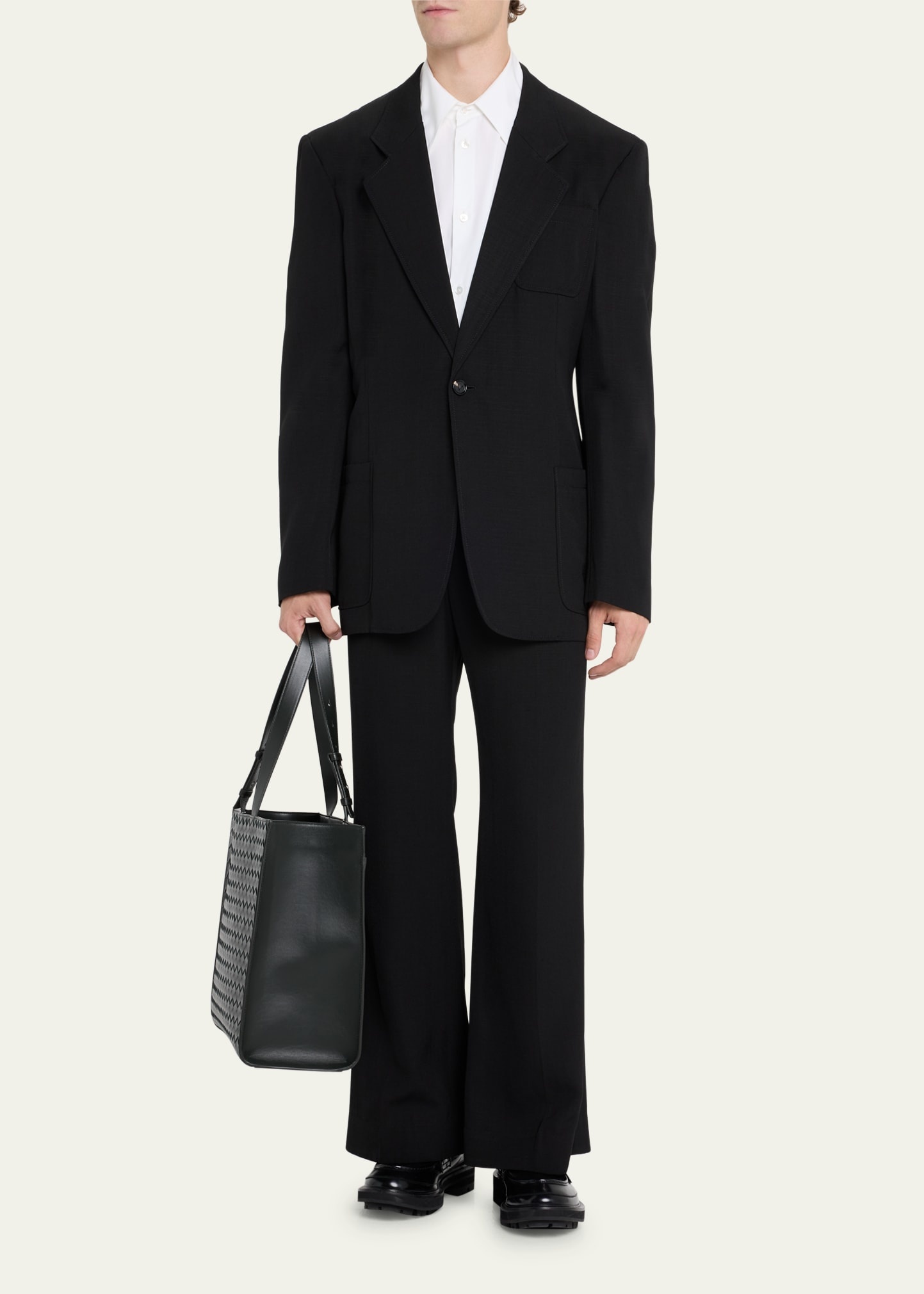 Men's Medium Cassette Paper Intrecciato Leather Tote Bag - 5