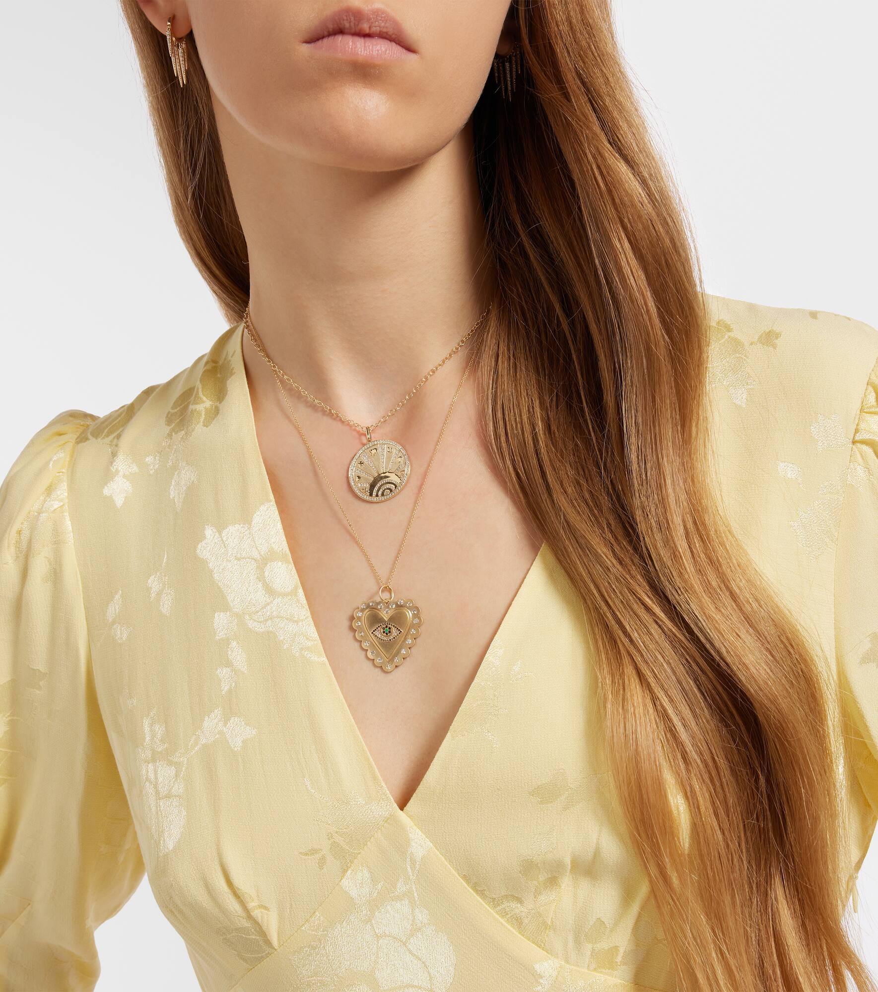 18kt gold necklace with diamonds and tsavorites - 5