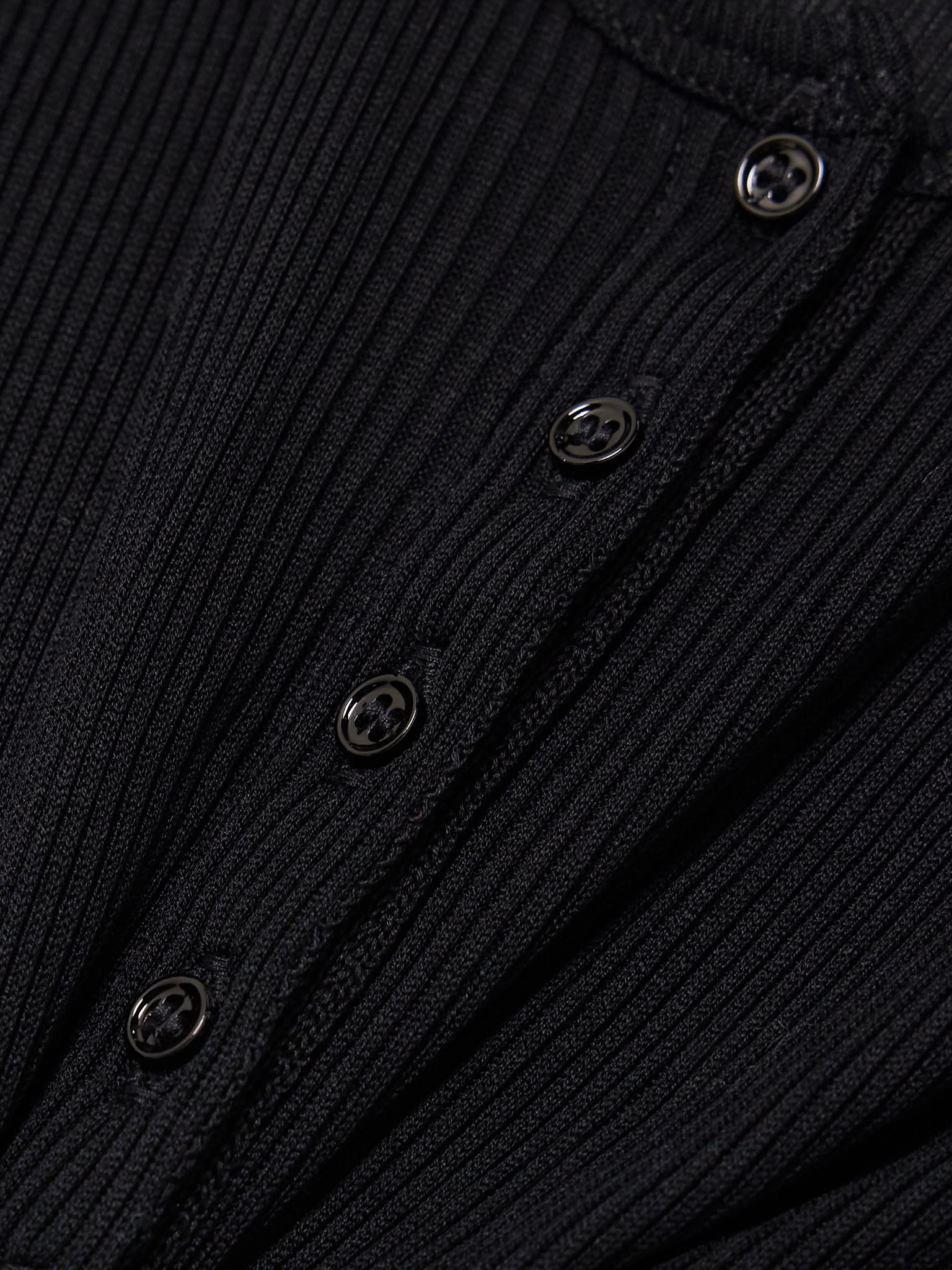 Lamylic ribbed cotton Henley top Black - 4