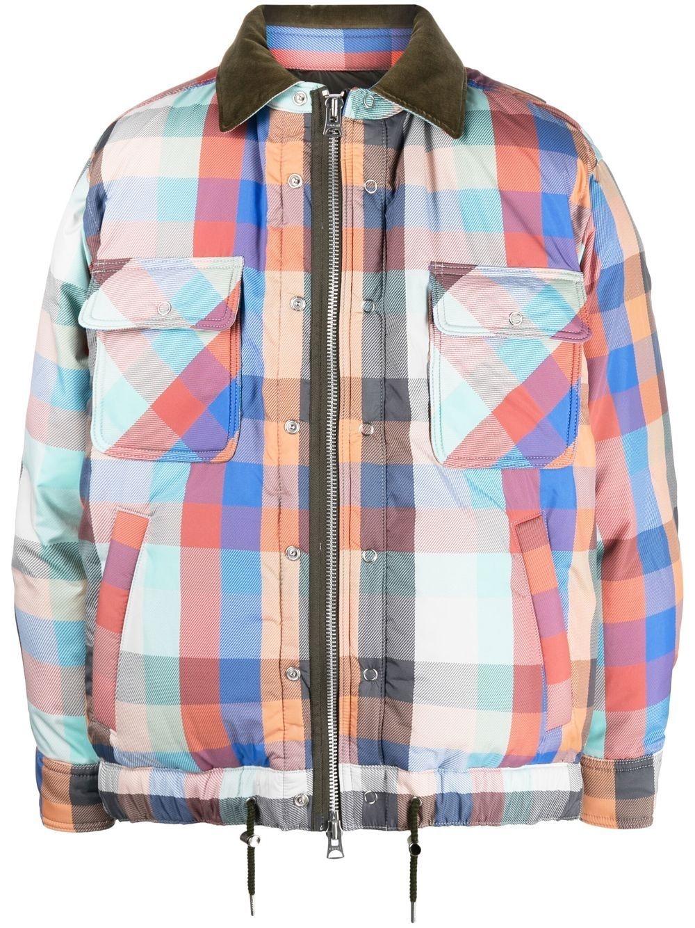 checkered padded shirt jacket - 1