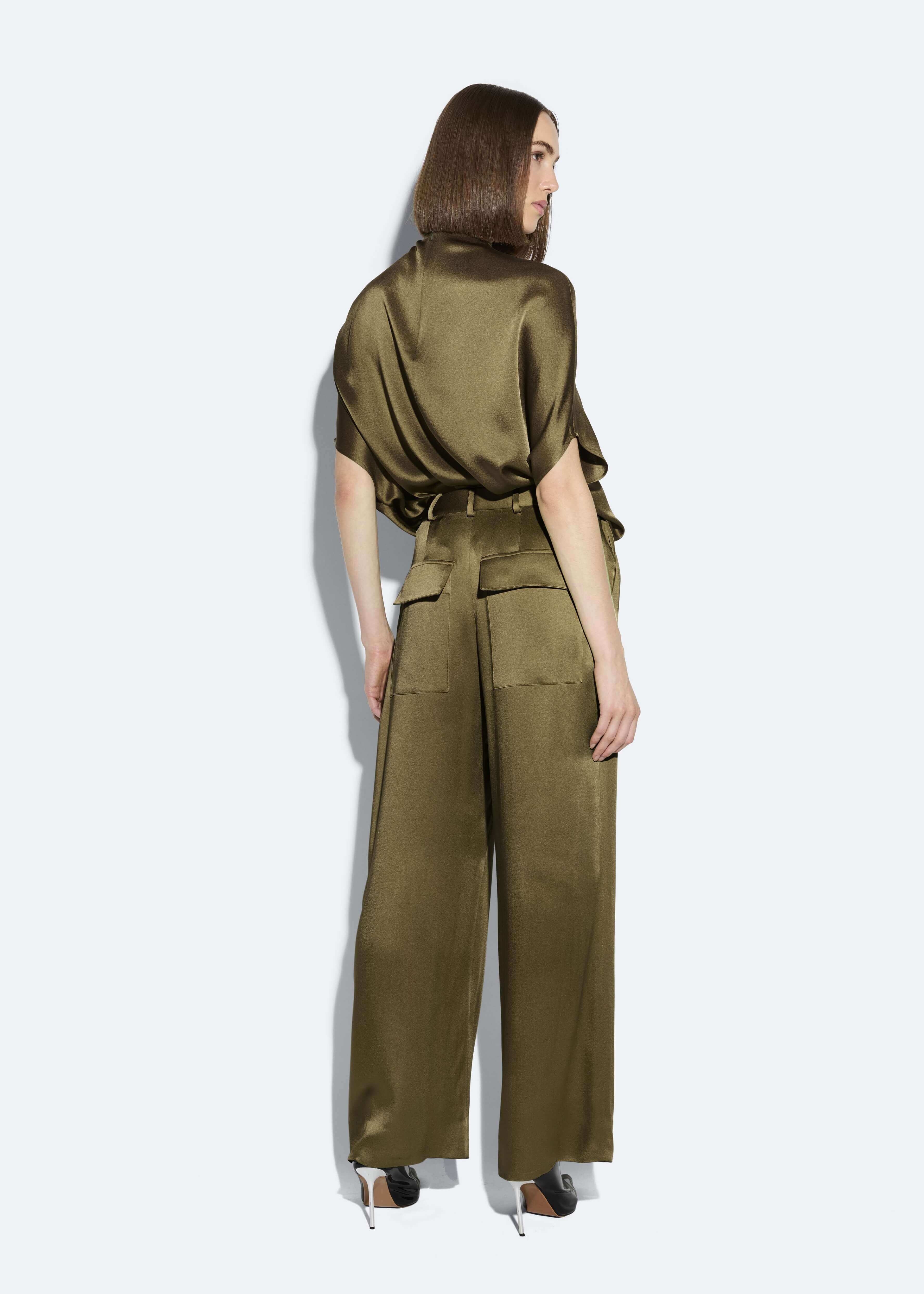 Satin Relaxed Pleated Pant - 3