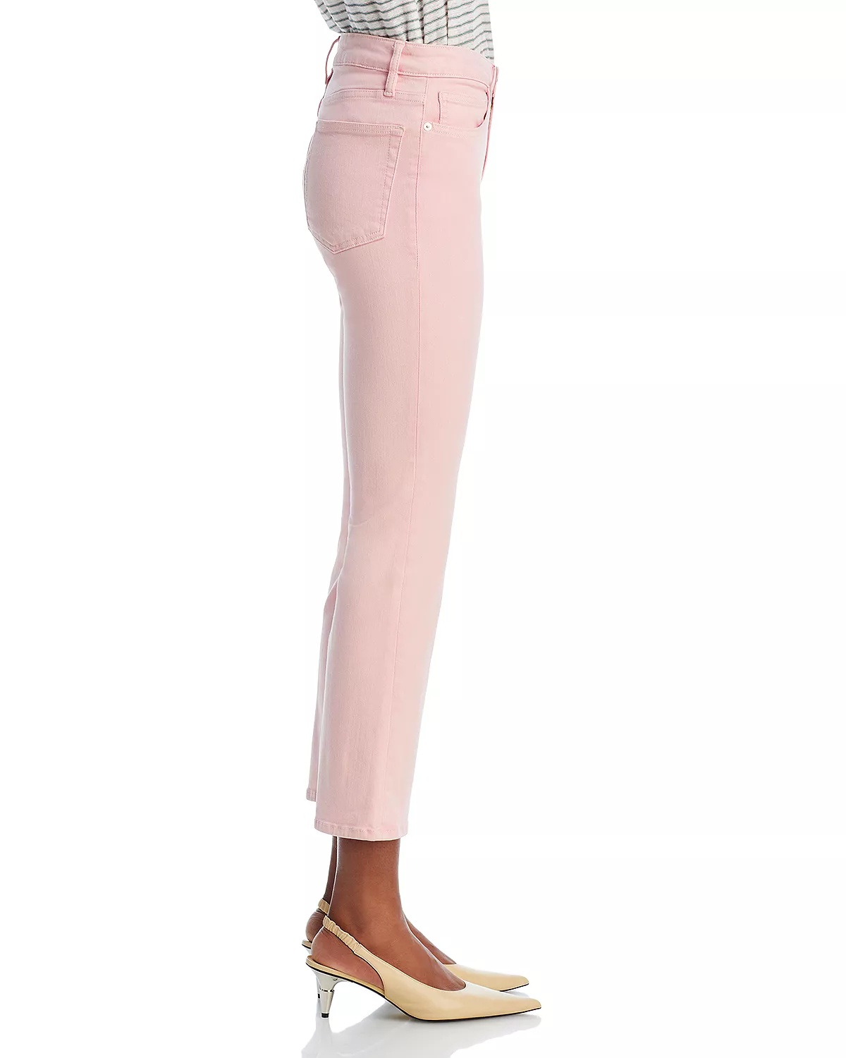 Le Crop High Rise Cropped Mini Bootcut Jeans in Washed Dusty Pink - 4