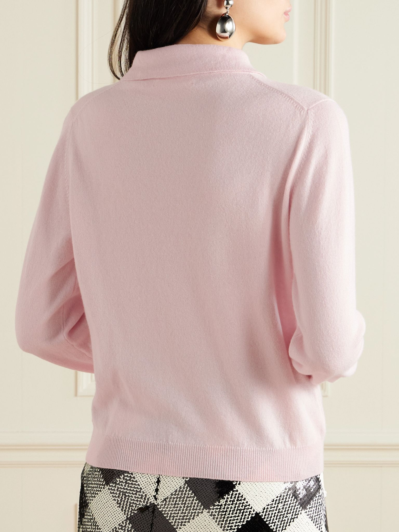 Aoife cashmere and cotton-blend polo sweater Baby pink - 3