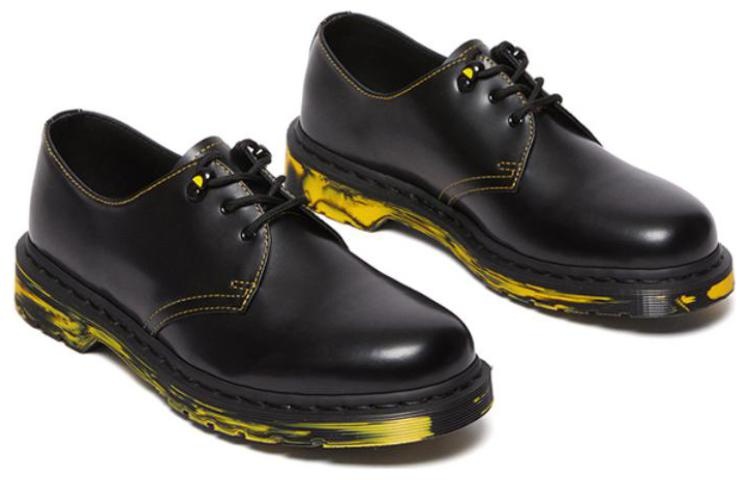 Dr.Martens 1461 Marbled Sole Leather Oxford Shoes 'Black Yellow' 31162001 - 4