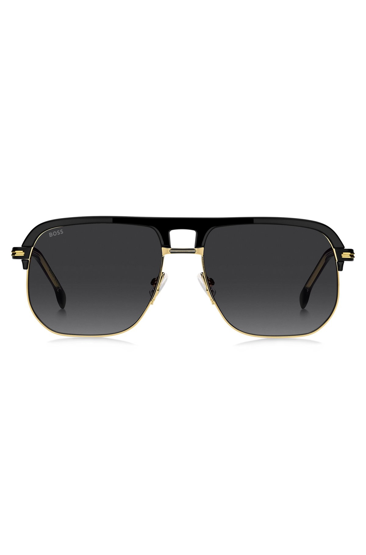 DOUBLE-BRIDGE SUNGLASSES IN BLACK ACETATE AND TITANIUM - 3