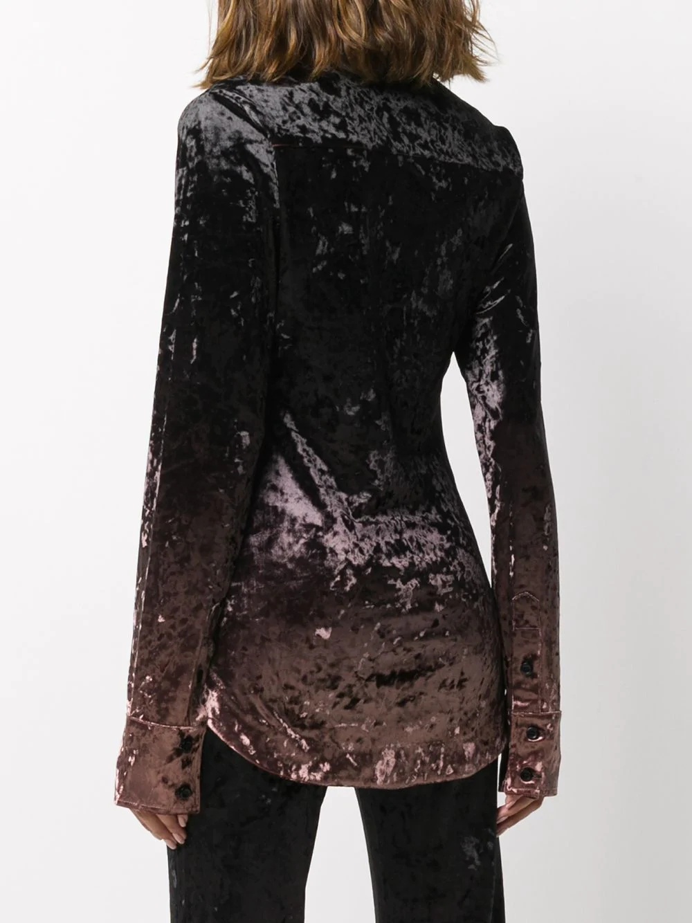 crushed velvet gradient shirt - 4