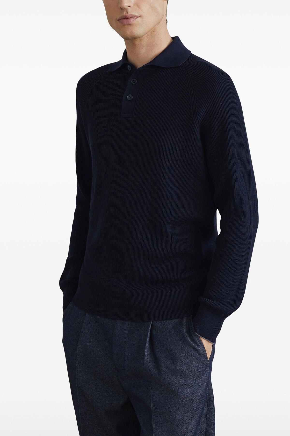 Brunello Cucinelli Men Ribbed Polo Shirt - 2