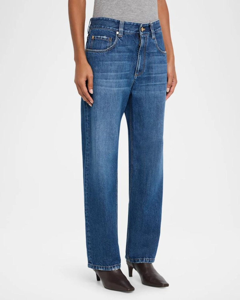 Mid-Rise Monili Trim Wide-Leg Jeans 4