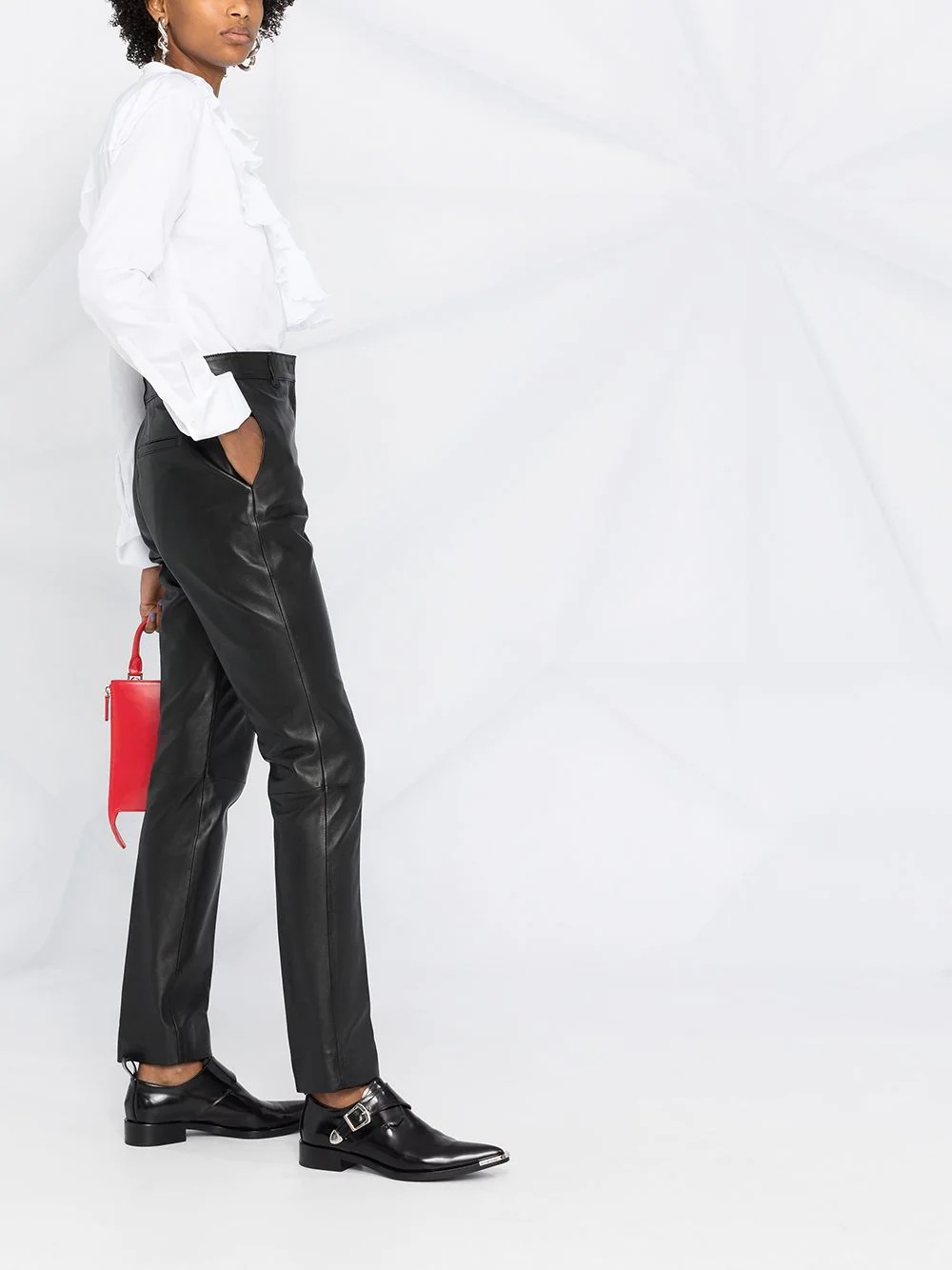 slim-fit leather trousers - 4