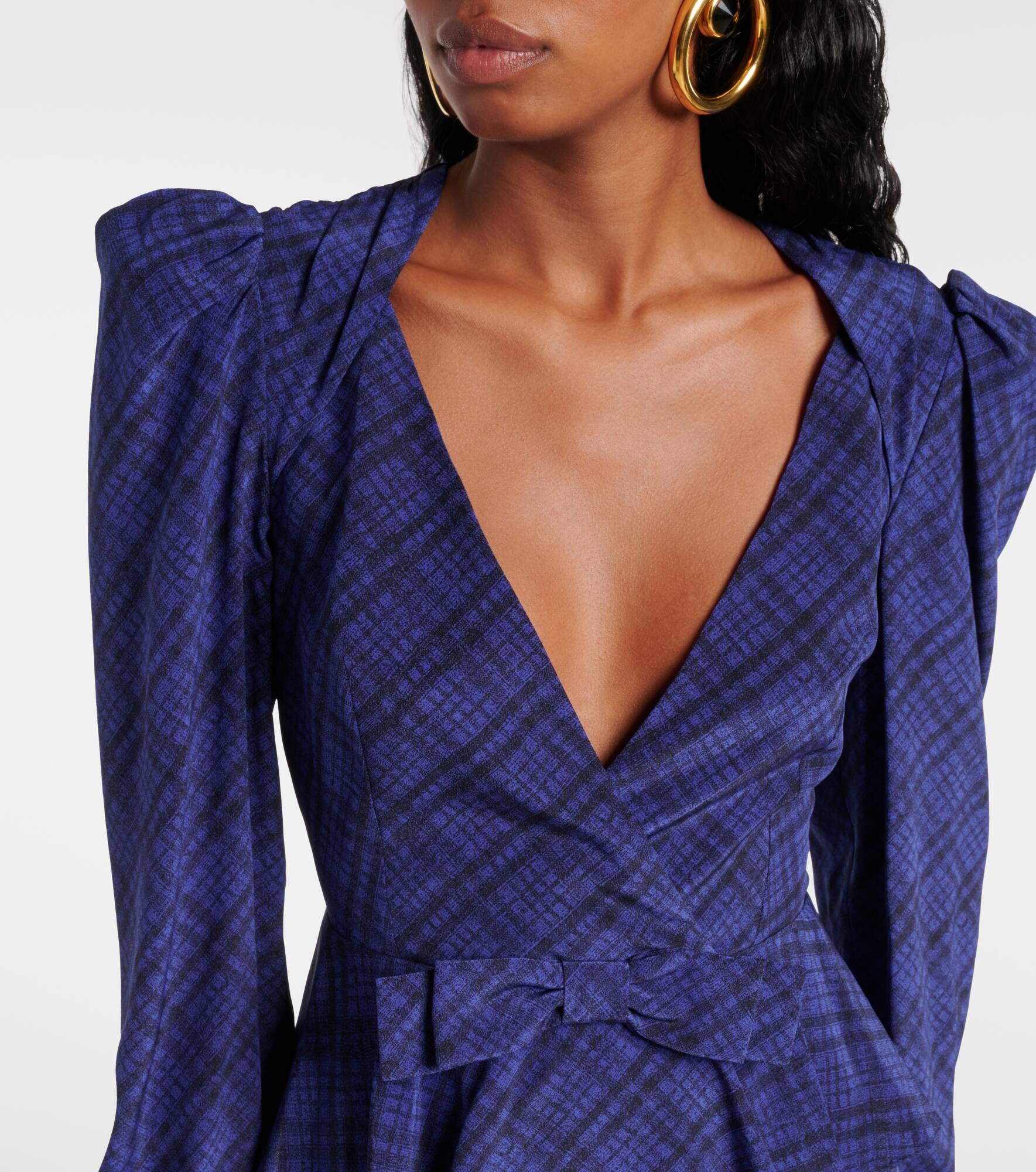 Tartan silk midi dress - 4