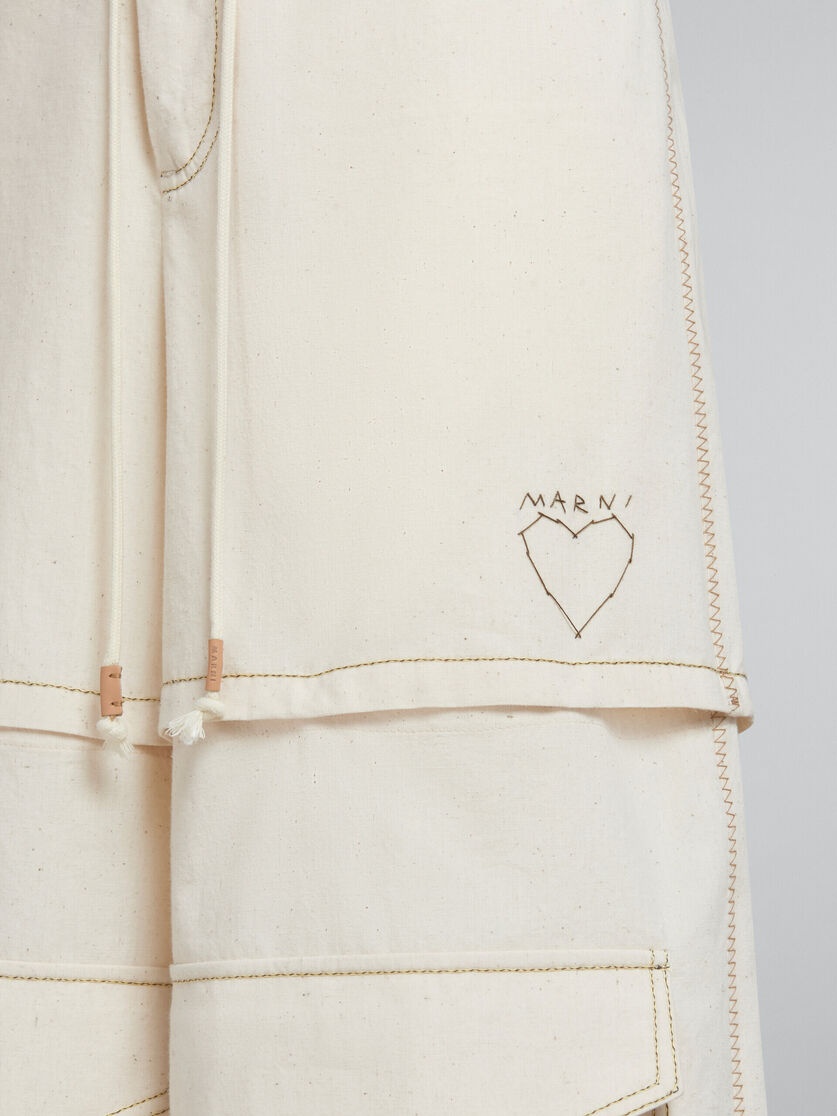 LIGHT BEIGE ORGANIC TOILE HYBRID CARGO PANTS WITH MARNI MENDING - 4