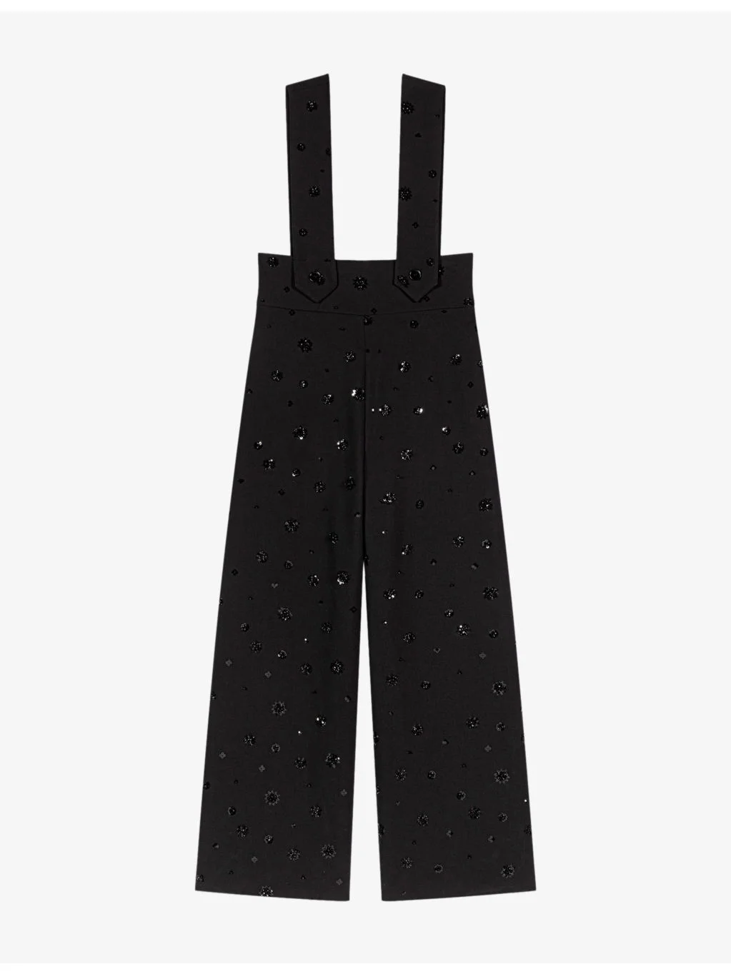 Sequin-Embellished Detachable-Braces Stretch-Woven Trousers - 1