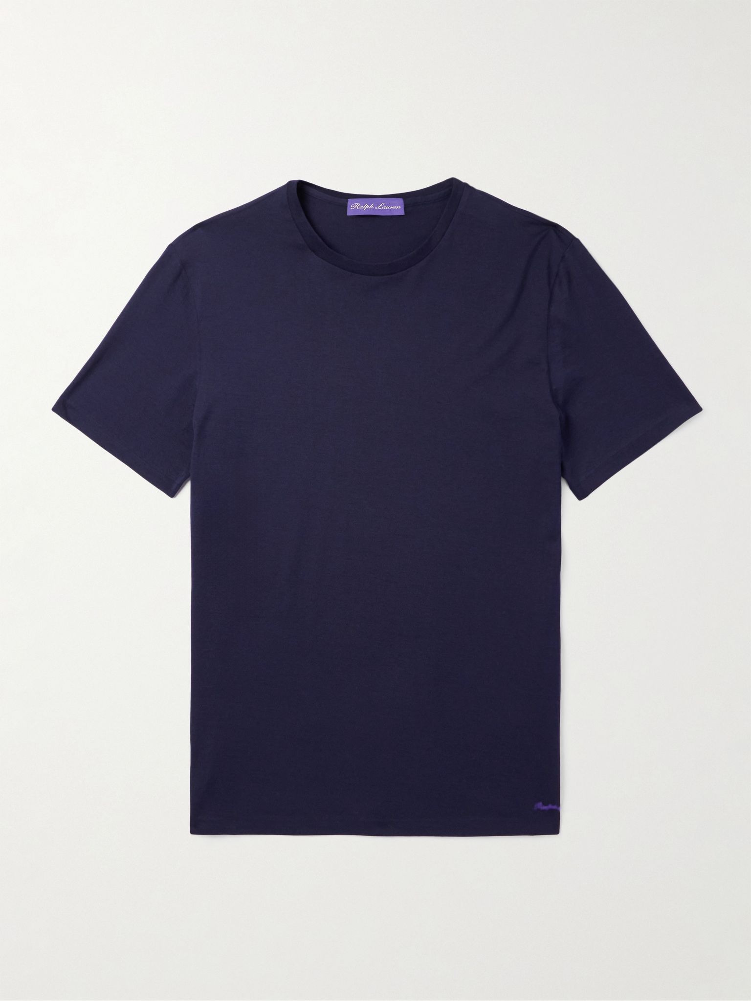 Logo-Embroidered Cotton-Lisle T-Shirt Navy - 1