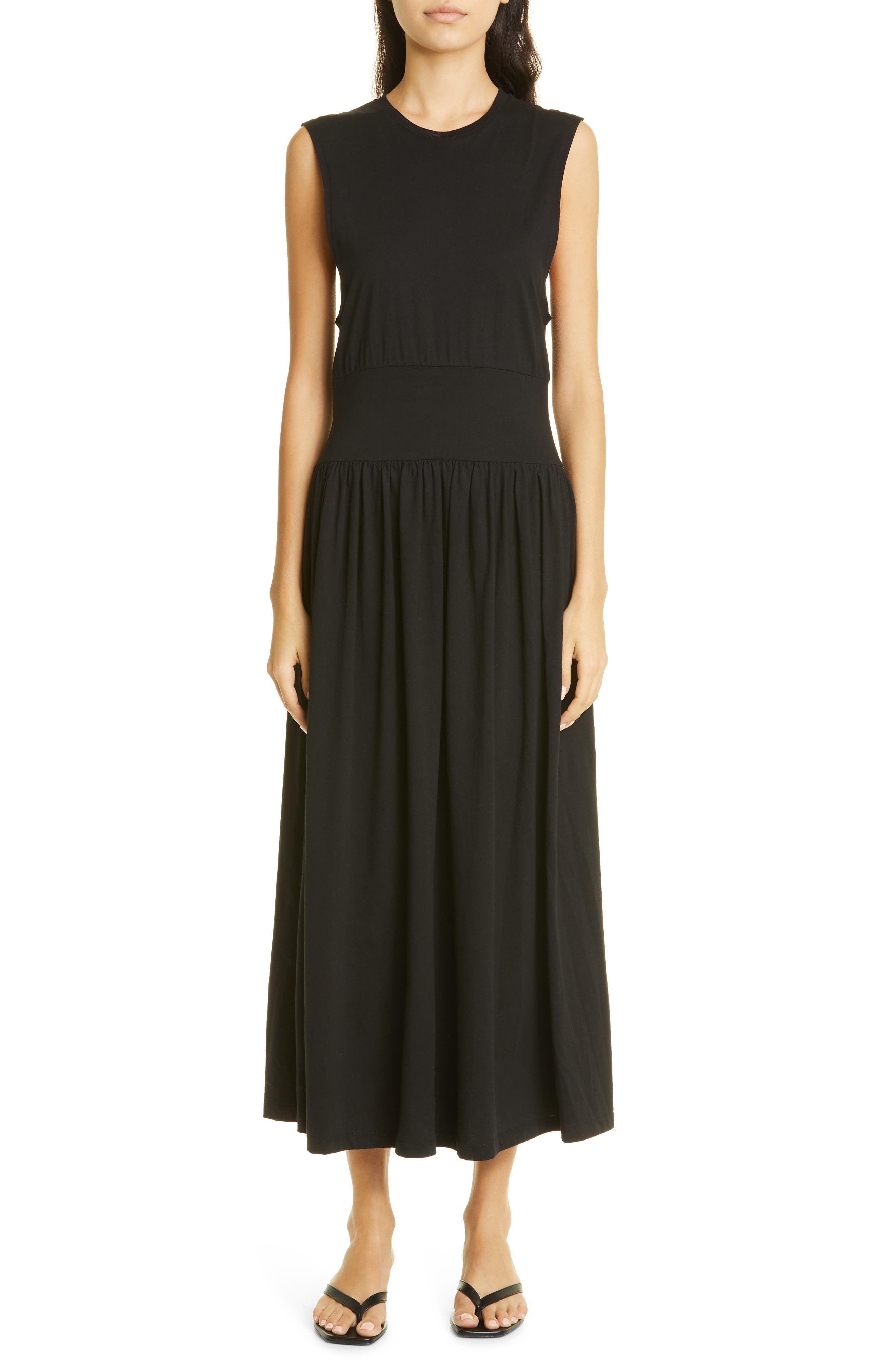 TOTEME Sleeveless Cotton Midi Dress in Black at Nordstrom - 5
