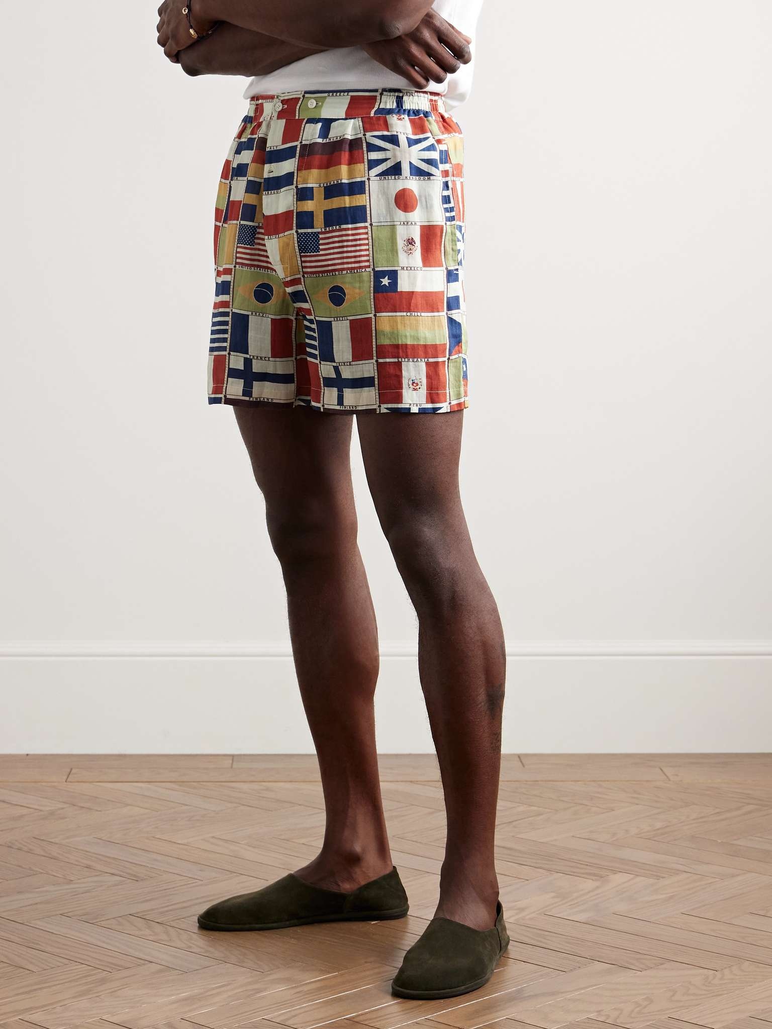 International Straight-Leg Printed Linen Shorts - 3