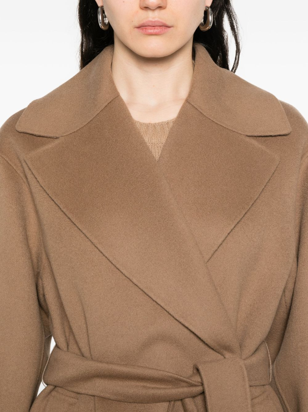 waist-belt wrap coat - 6
