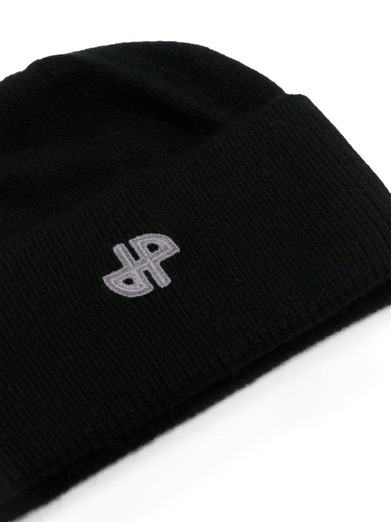 PATOU logo-patch merino-cashmere beanie outlook