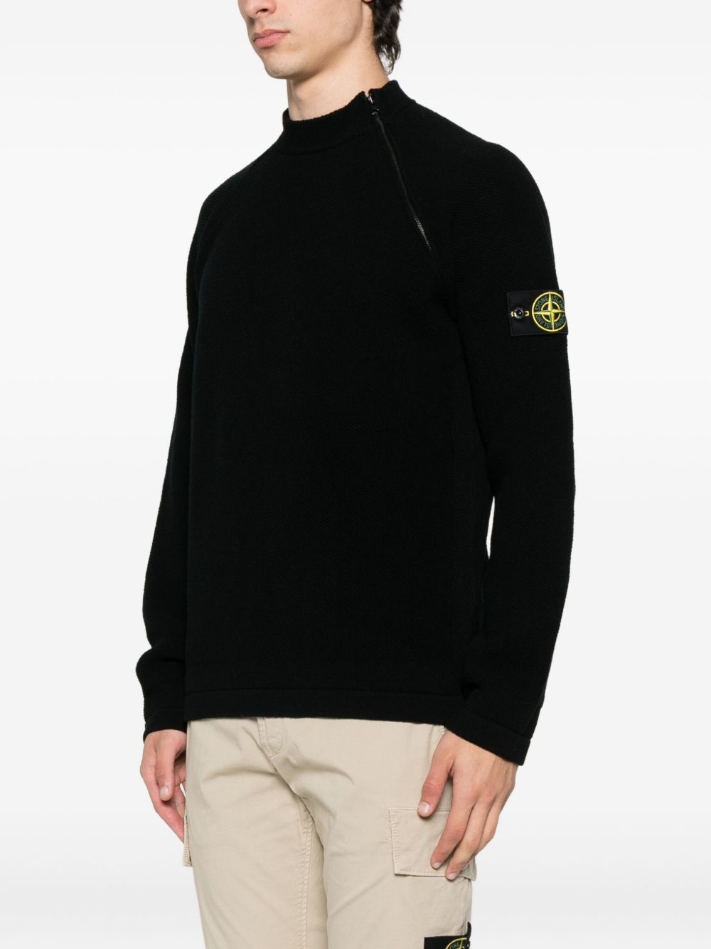 side-zip logo-patch jumper - 3