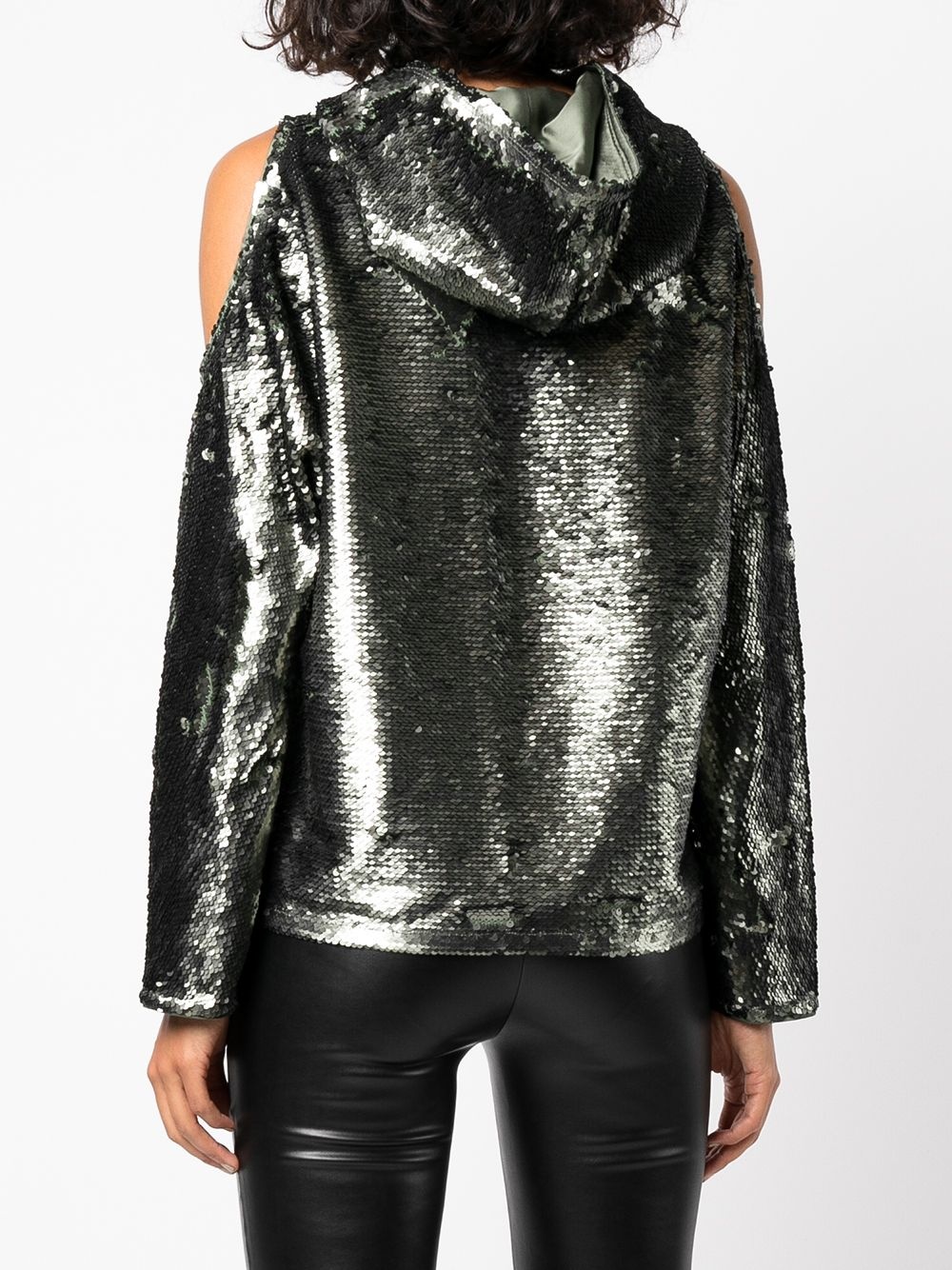 asymmetric cut-detail hoodie - 4
