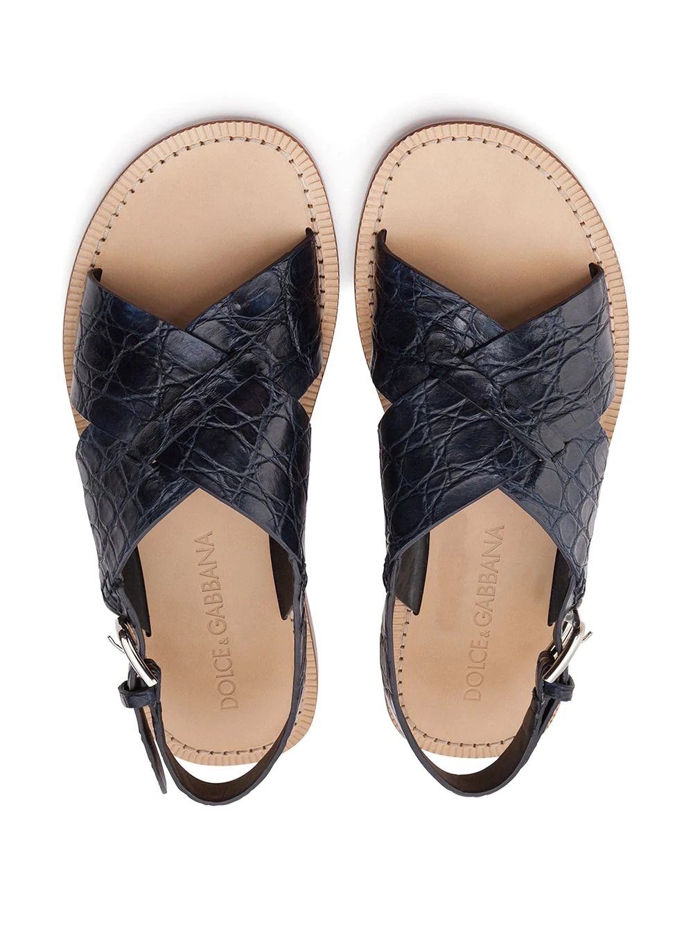 crocodile effect interwoven sandals - 4