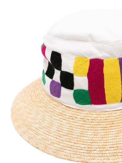 ERES Checkerboard-embroidered sun hat outlook