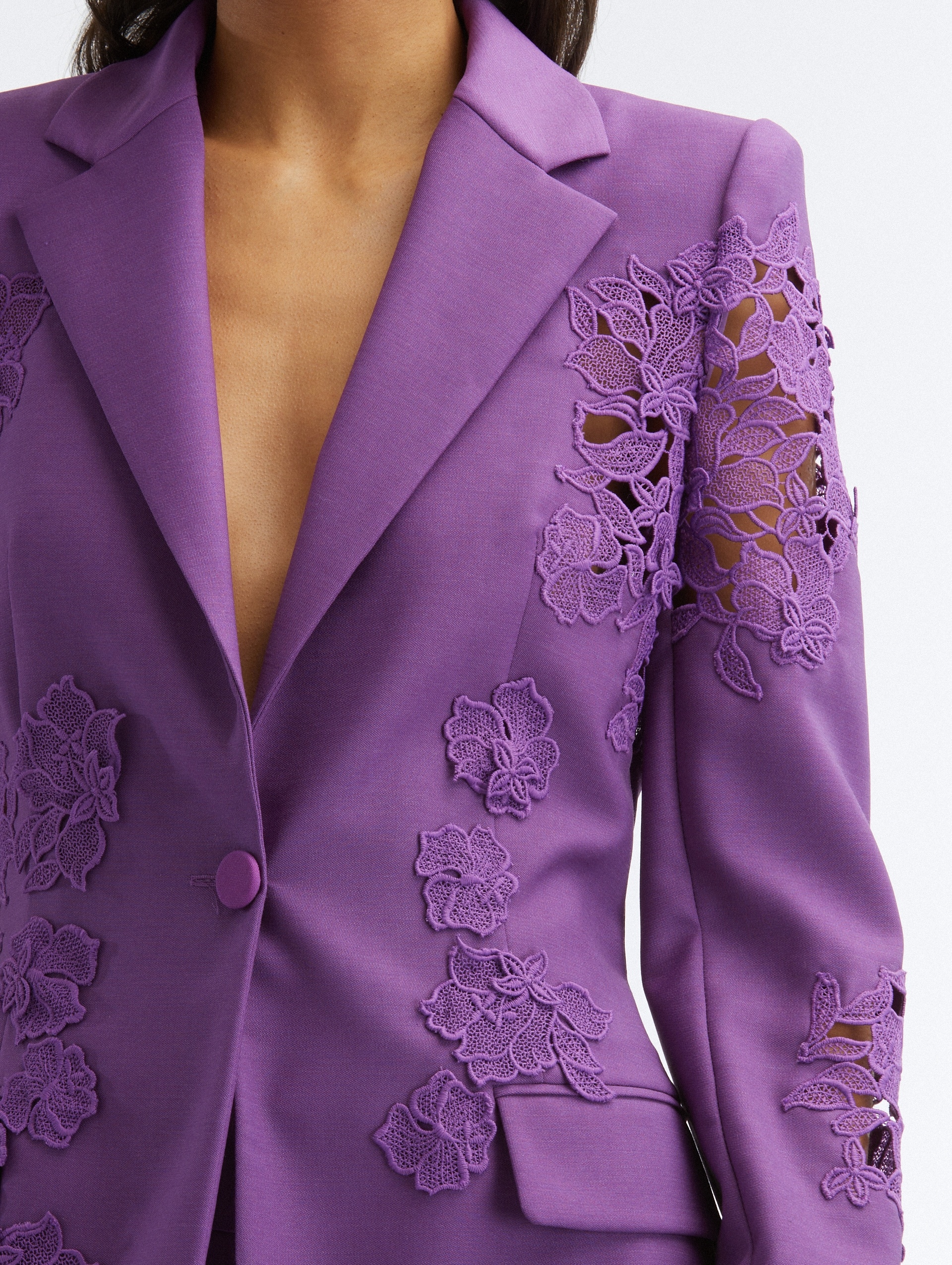 FLORAL GUIPURE INSET BLAZER - 5