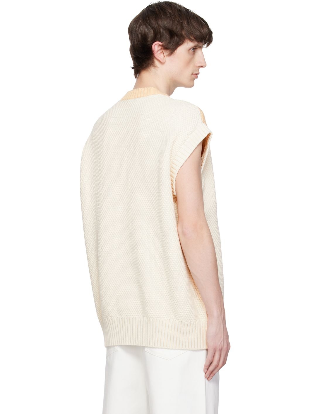 Beige Runway Graphic Sweater Vest - 3