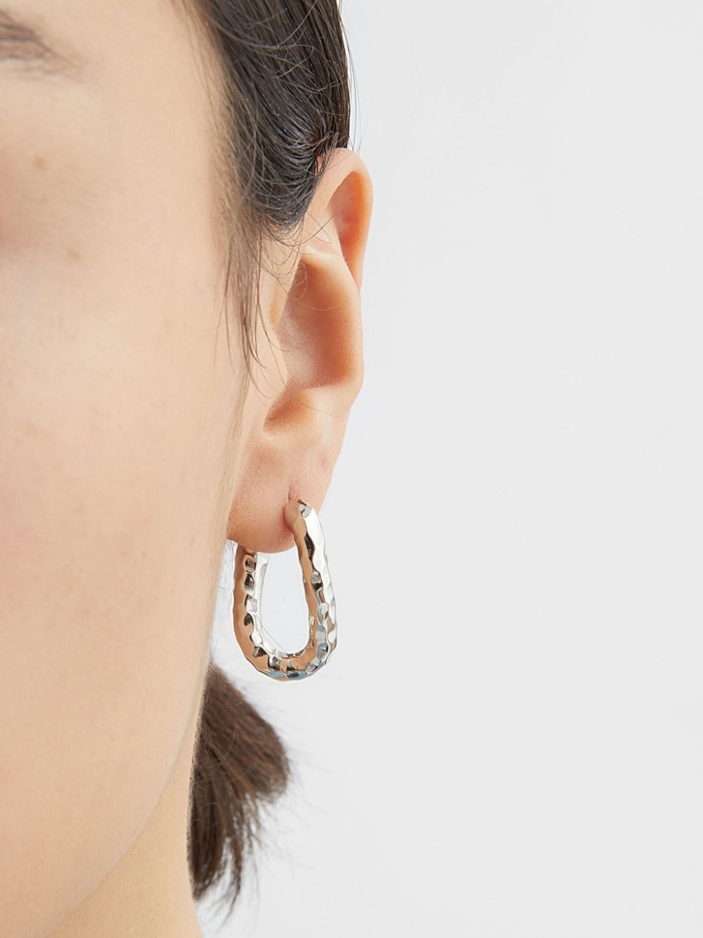 hammered-effect hoop earrings - 3