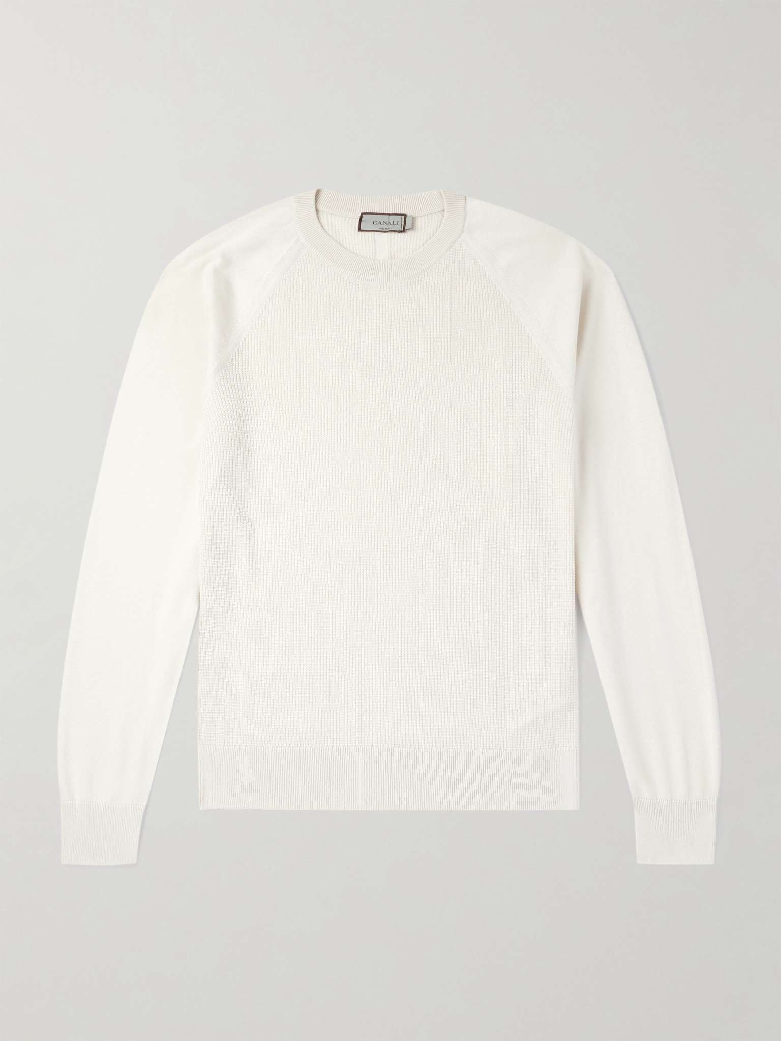Waffle-Knit Cotton and Silk-Blend Sweatshirt - 1