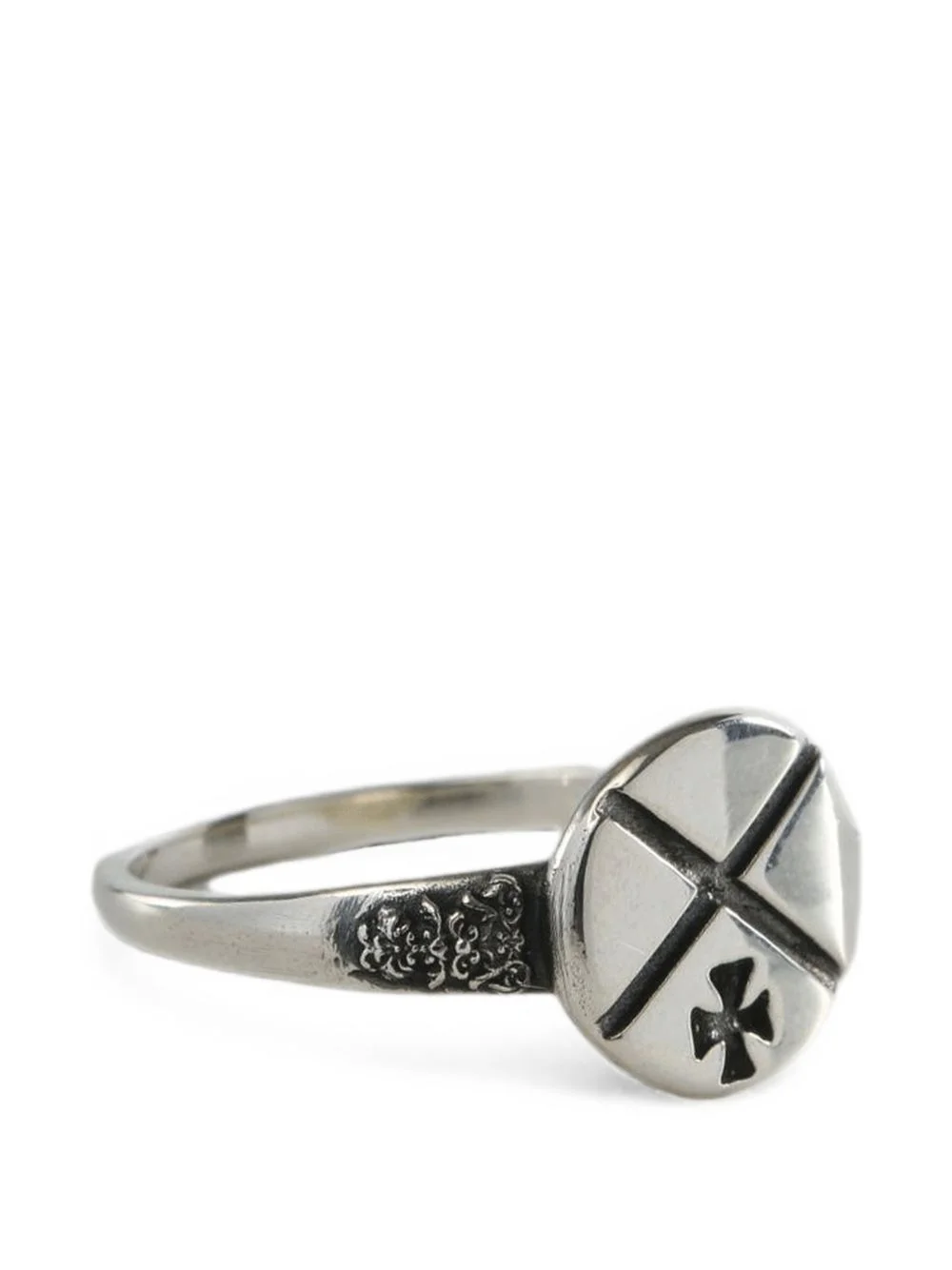 engraved-motif signet ring - 1