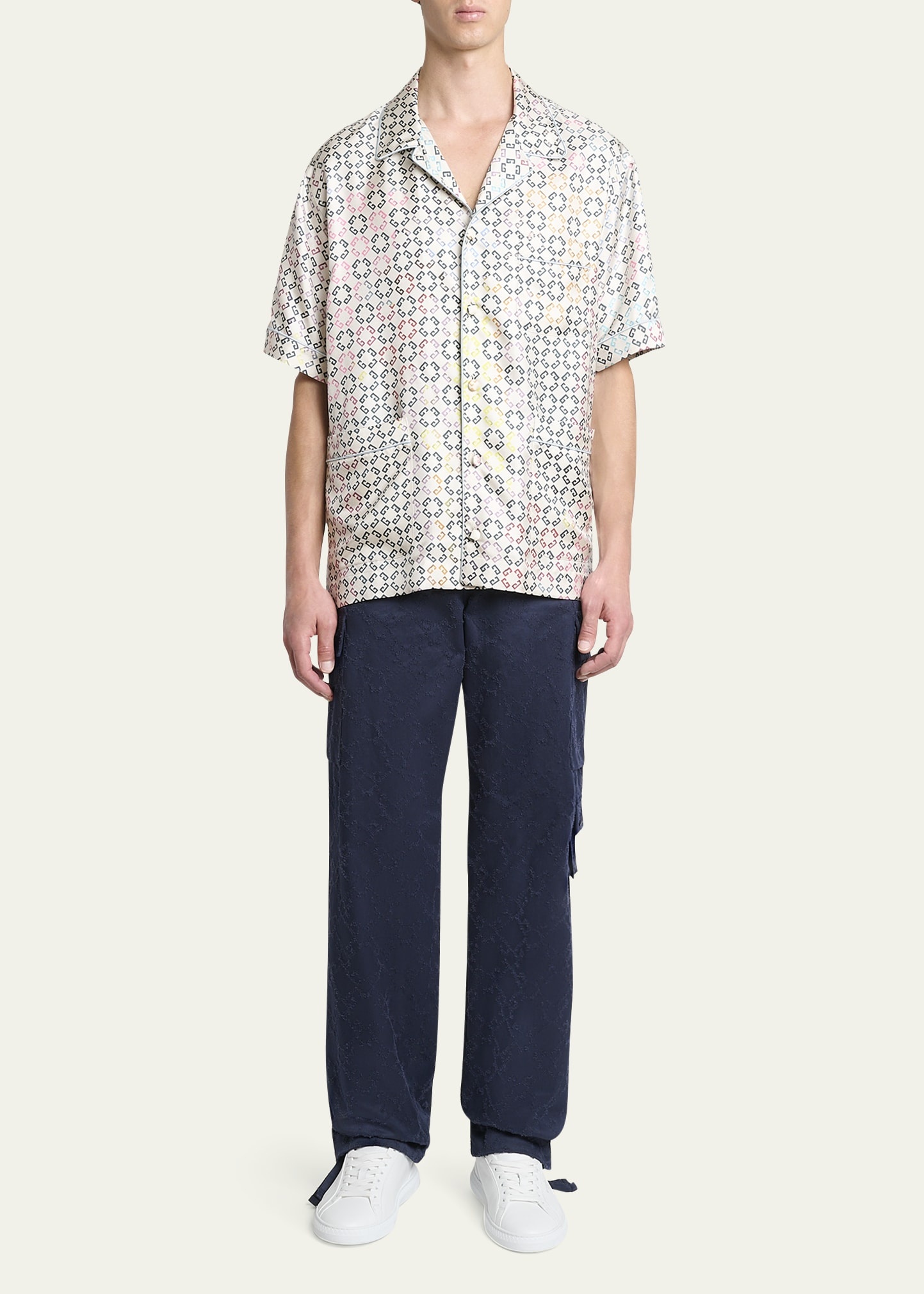 Men's Multicolor Monogram Pajama Shirt - 2