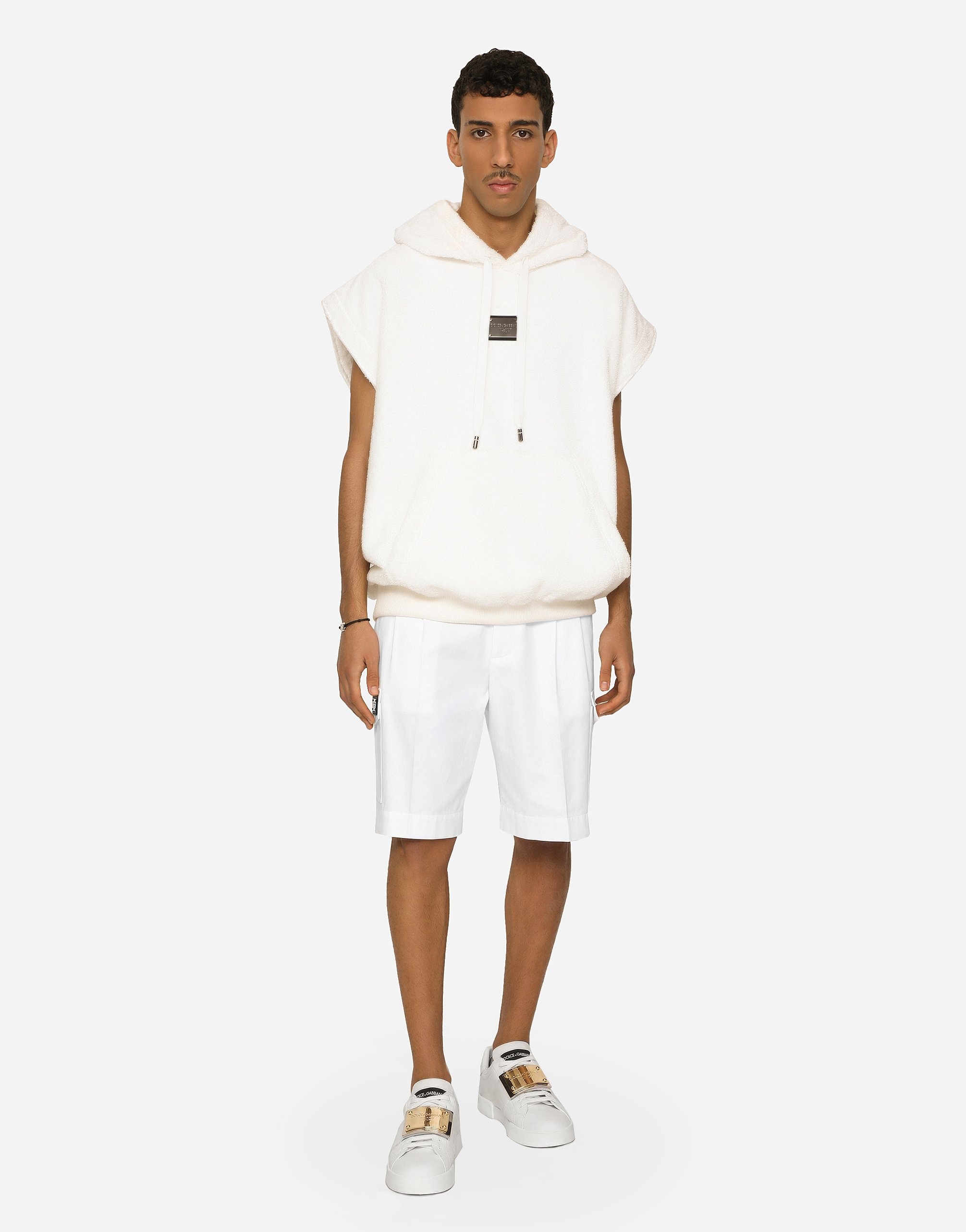 Cotton gabardine cargo shorts with logo tag - 2
