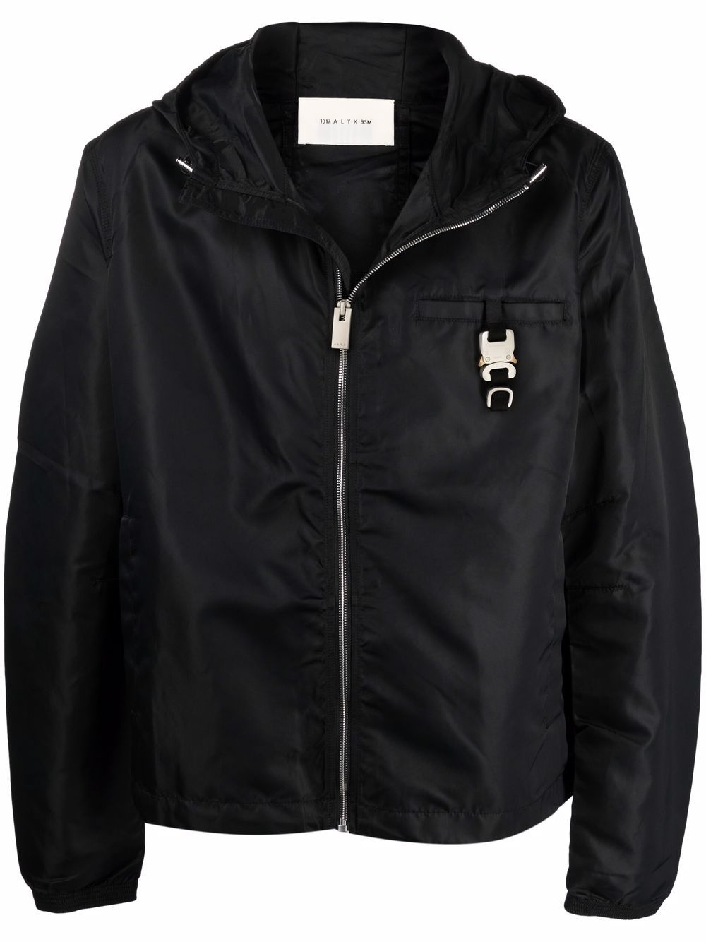 buckle-detail zip-up hooded jacket - 1