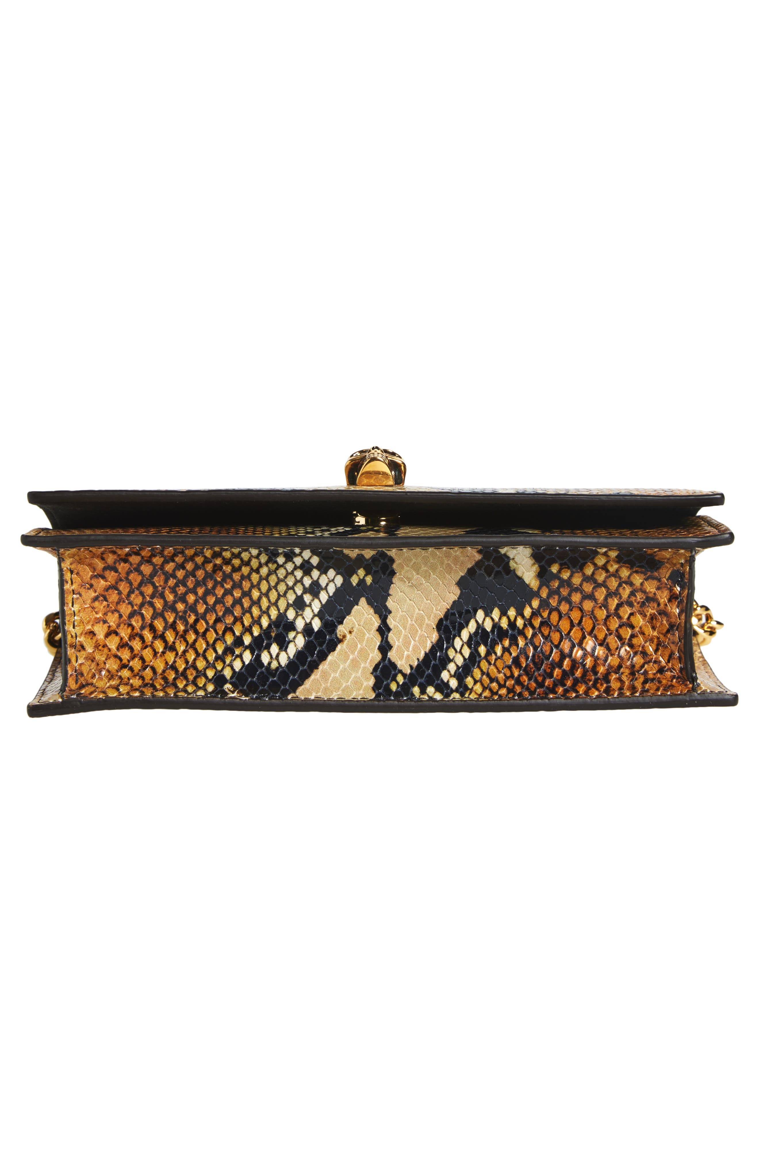 McQueen Small Skull Python Print Leather Shoulder Bag in Brown/Gold at Nordstrom - 7
