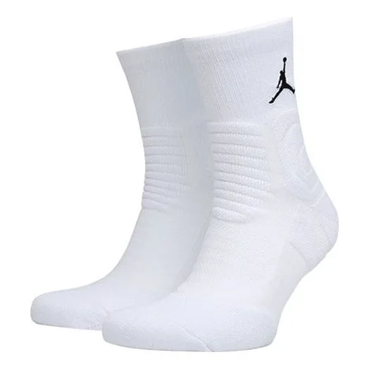 Air Jordan Ultimate Flight 2.0 Flying Man Logo Basketball Training Mid Tops Socks One Pair White SX5 - 1