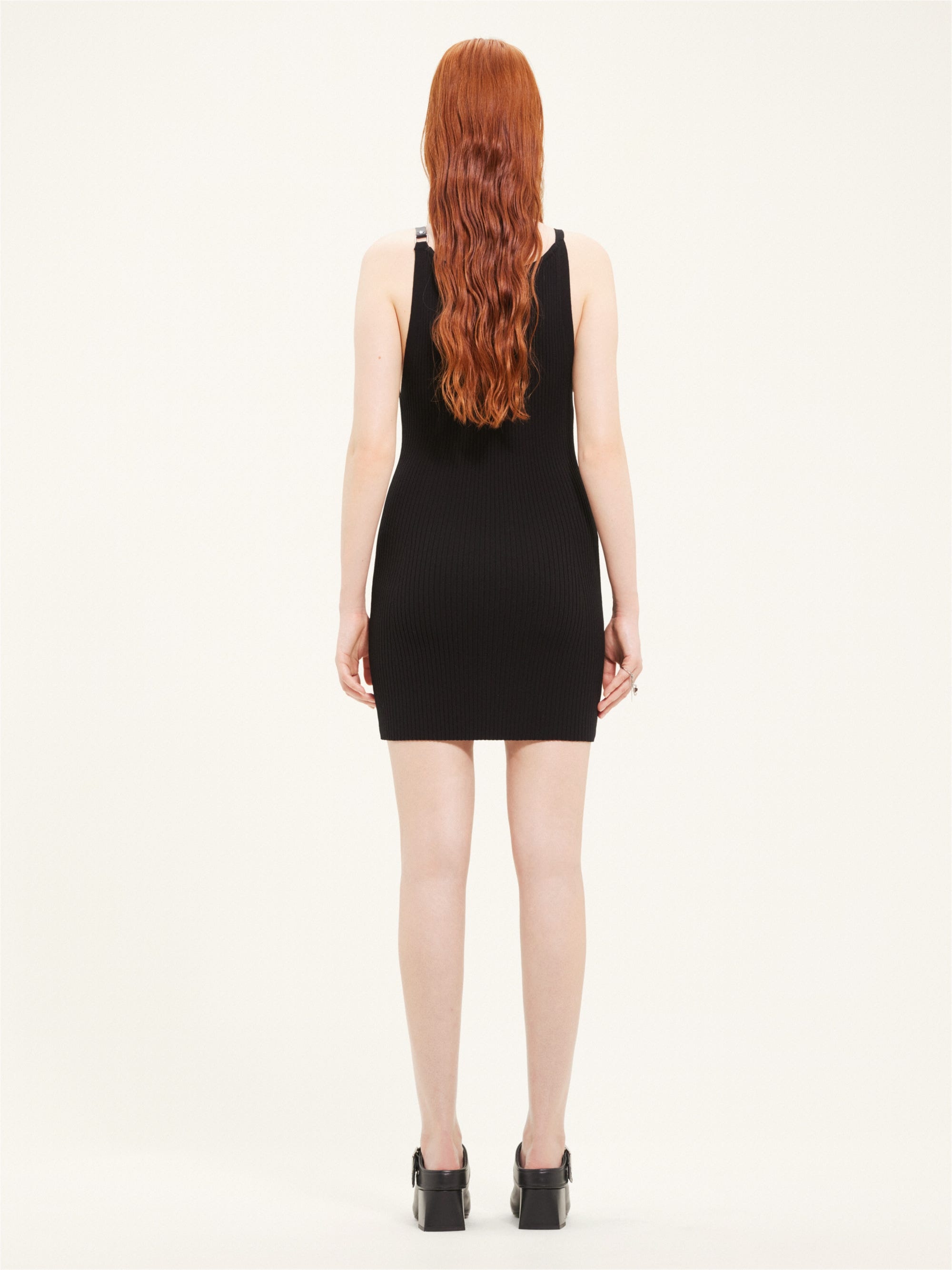 NECKLINE RIB KNIT DRESS - 4