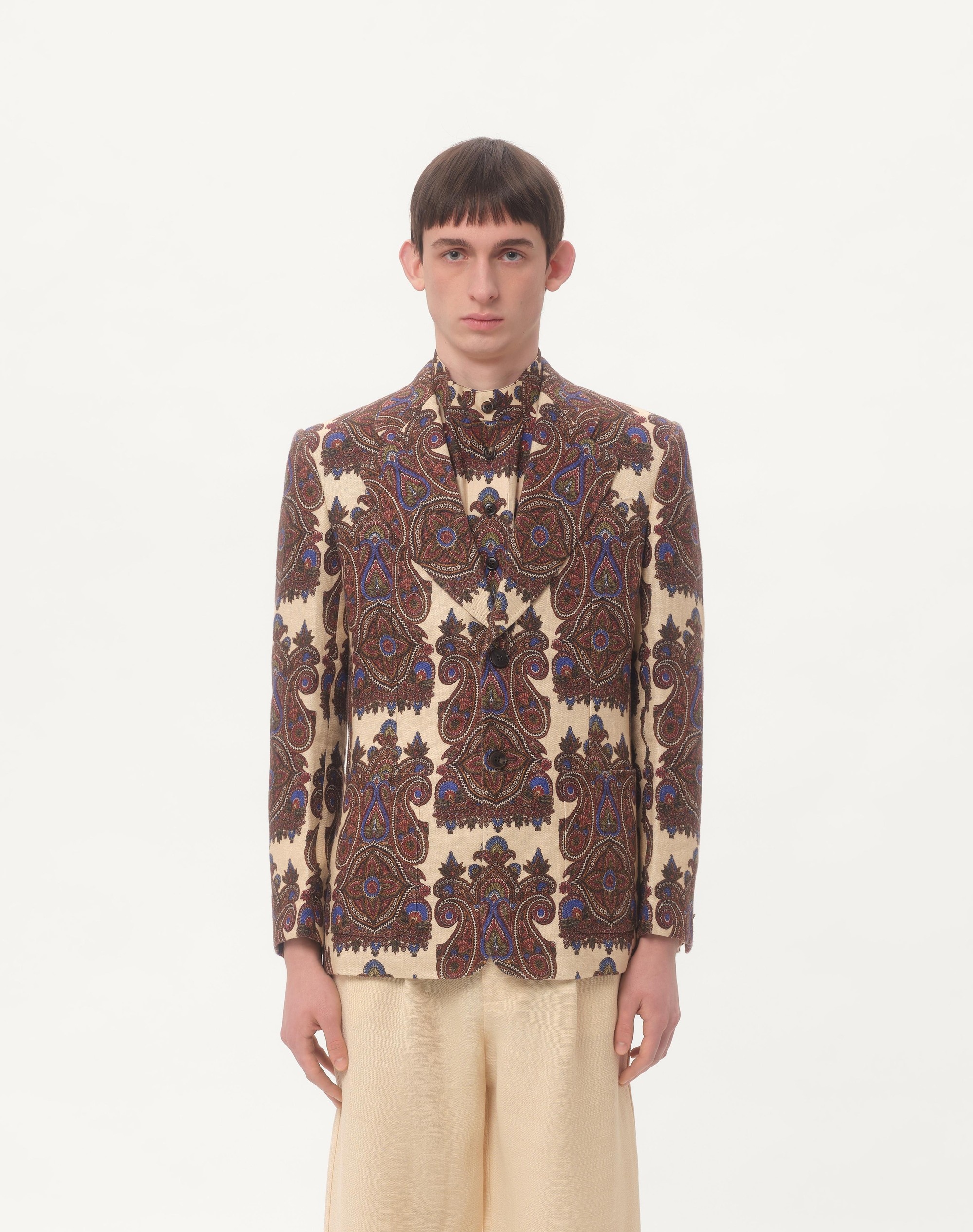 SINGLE-BREASTED JACKET IN CANAPONE WITH VOYAGE IMAGINAIRE PRINT - 5