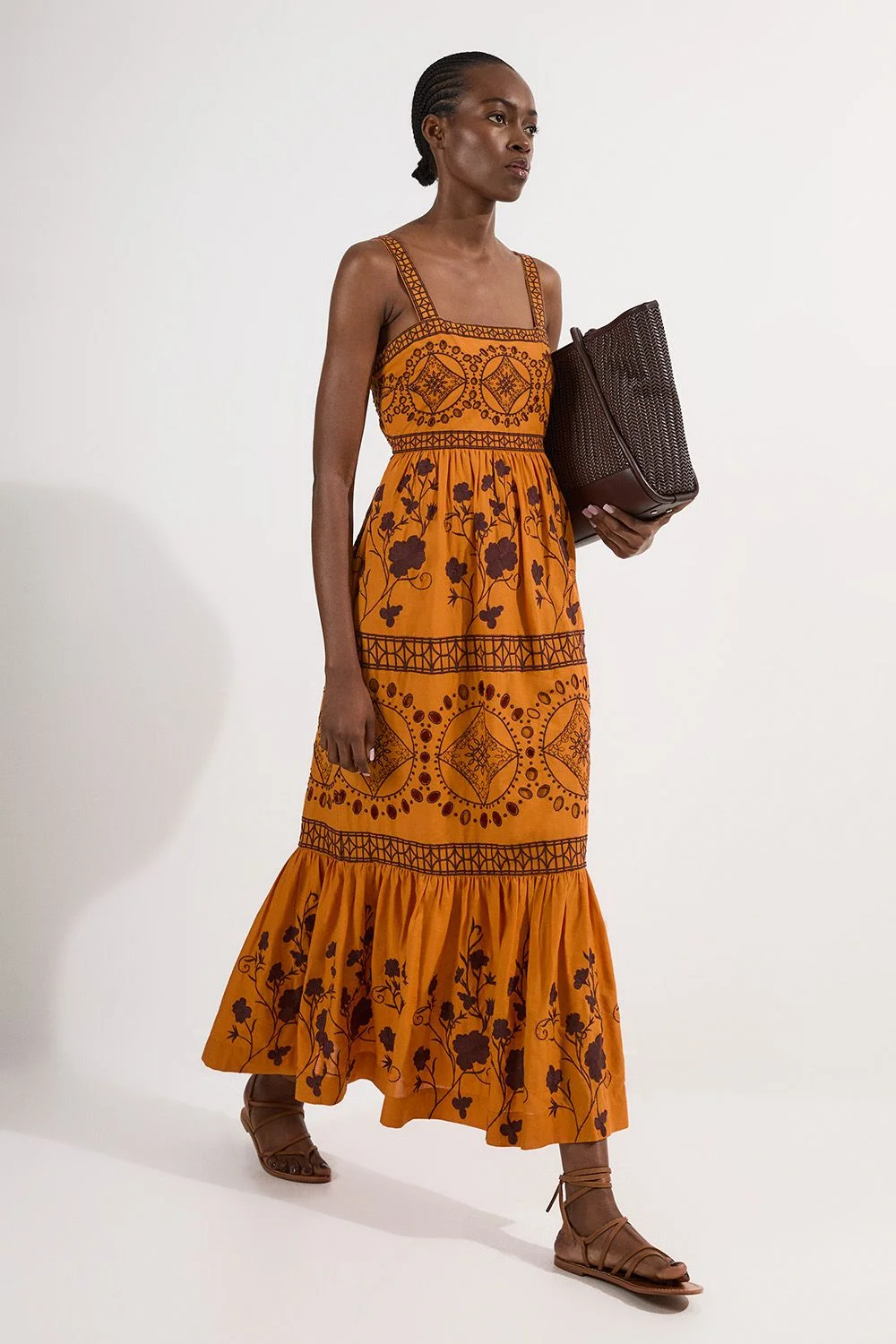 Floral & Geo Embroidered Woven Maxi Dress - 1