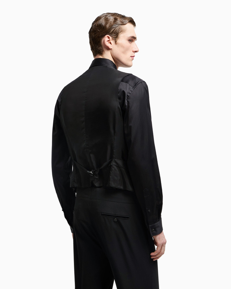 모든 RHINESTONES를 가진 VISCOSE BLEND에 있는 단식된 WAISTCOAT 3