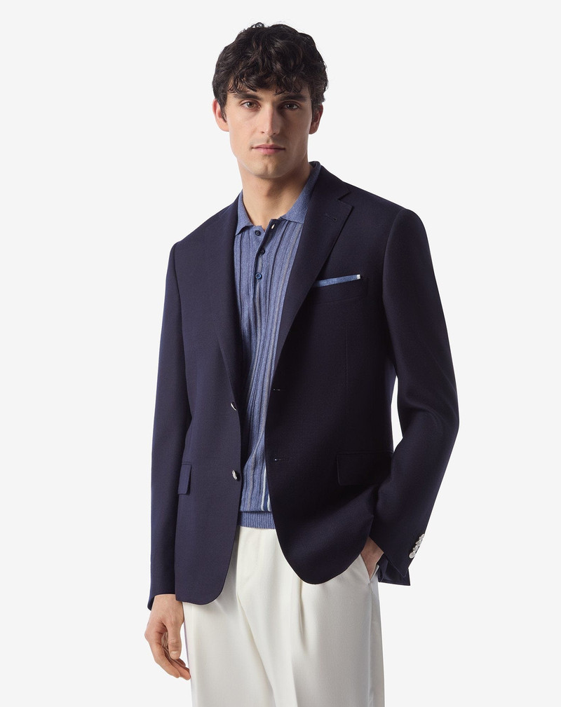 CORNELIANI Navy blue 150's wool hopsack jacket outlook
