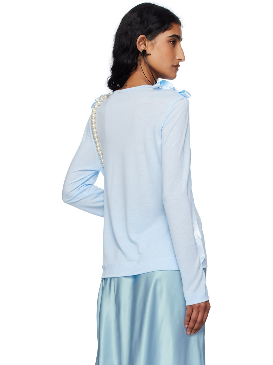 SSENSE Exclusive Blue Bow Ribbon Tail Long Sleeve T-shirt - 3