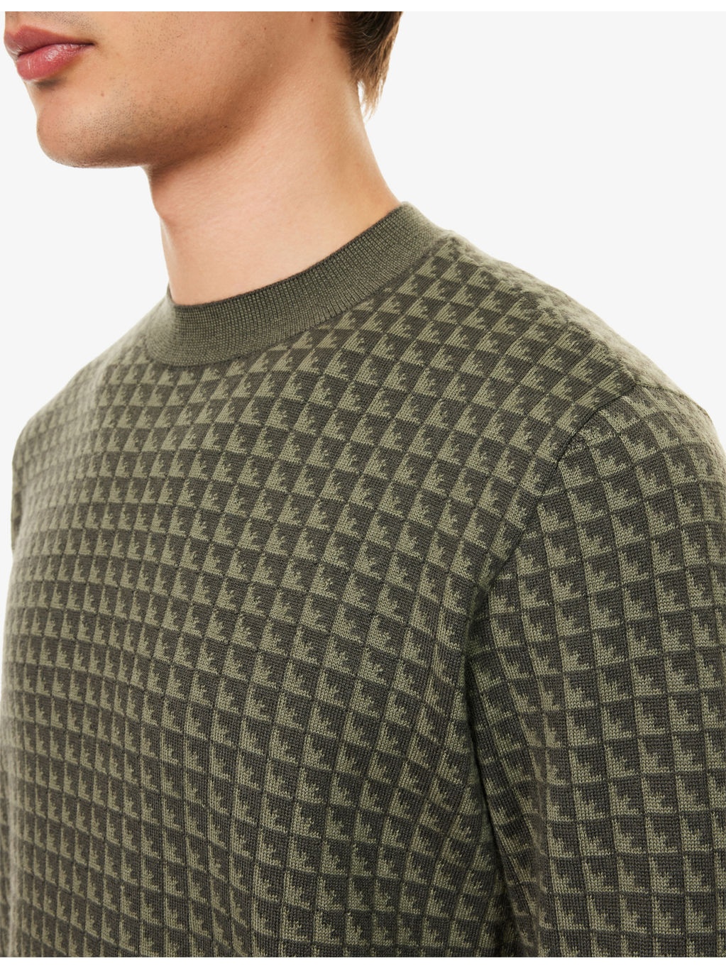 Checked Crewneck Knitted Wool Jumper - 5